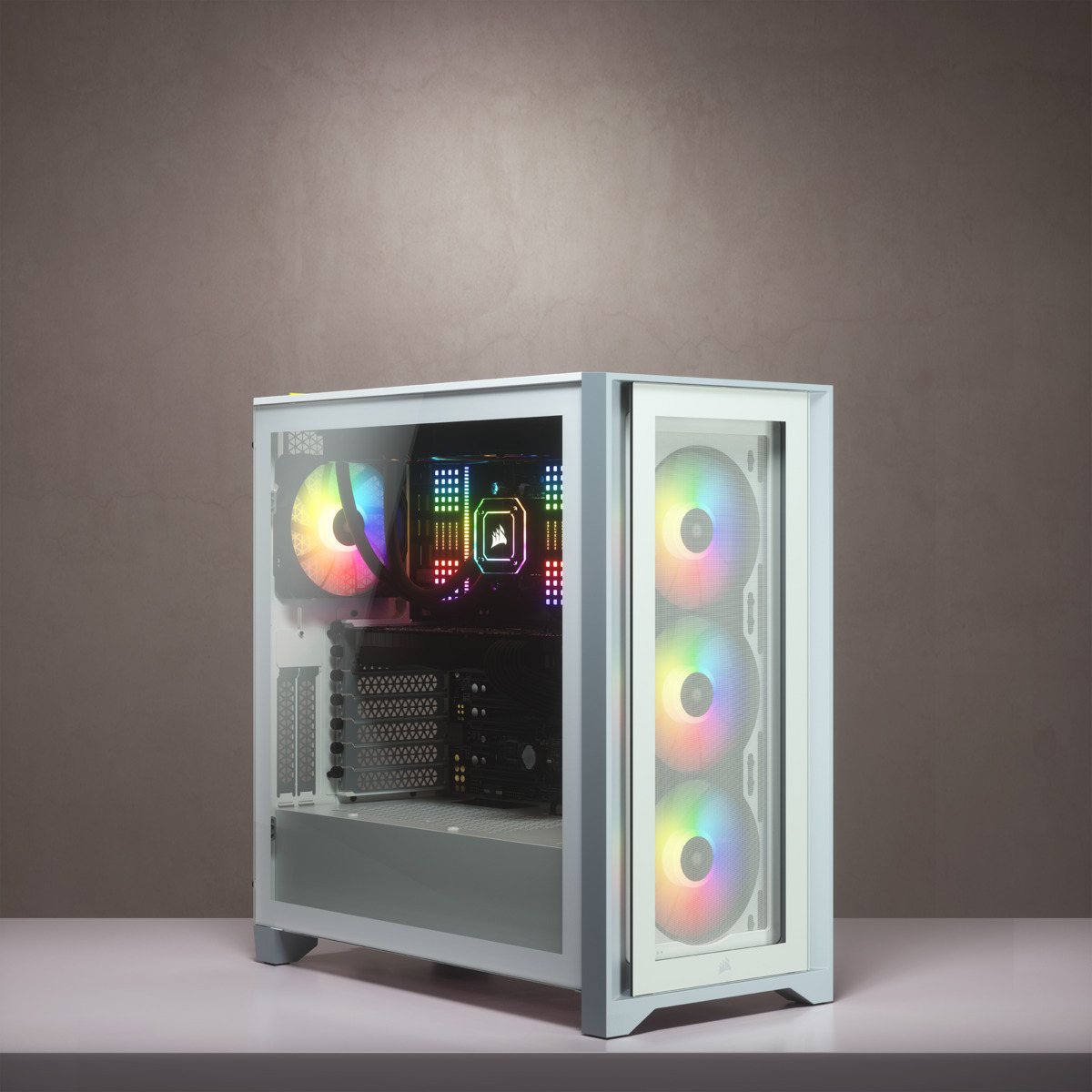 Corsair iCUE 4000X Mid Tower ATX-kotelo ikkunalla, valkoinen