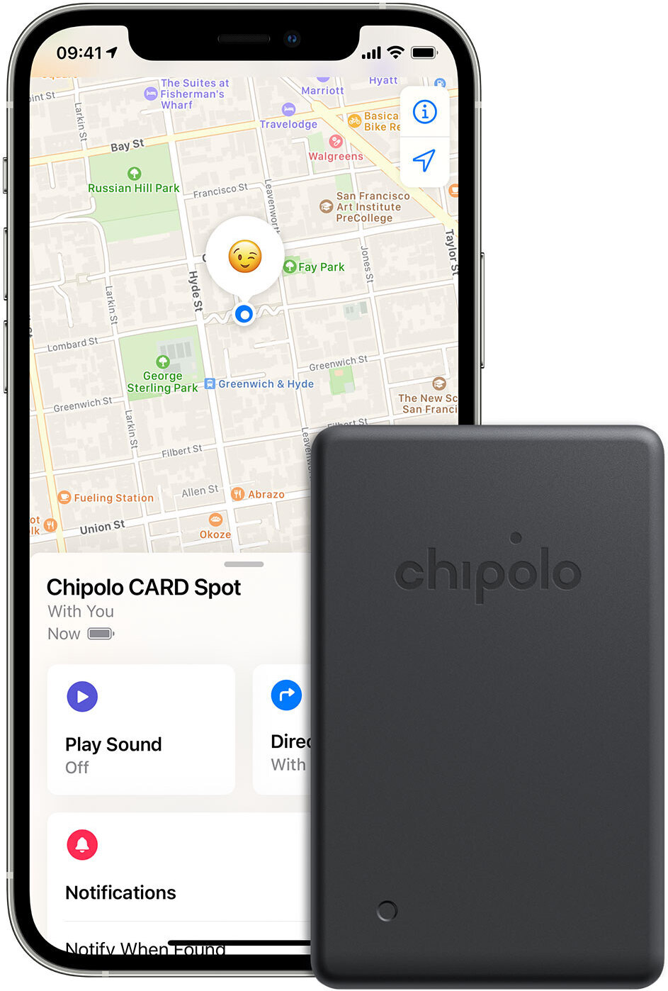 Chipolo CARD Spot -bluetooth-paikannin, musta