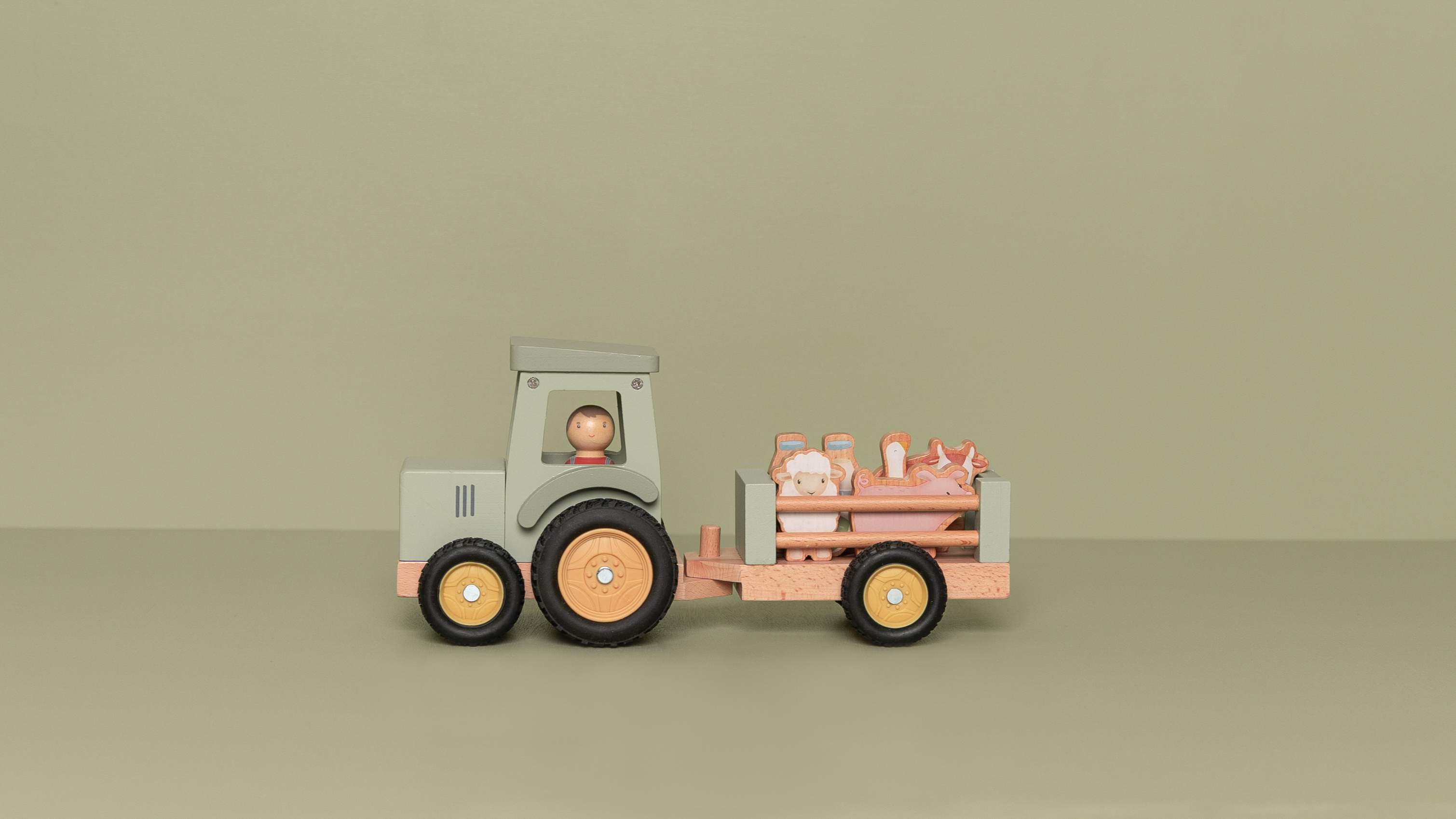 Little Dutch Little Farm -puinen traktori + peräkärry