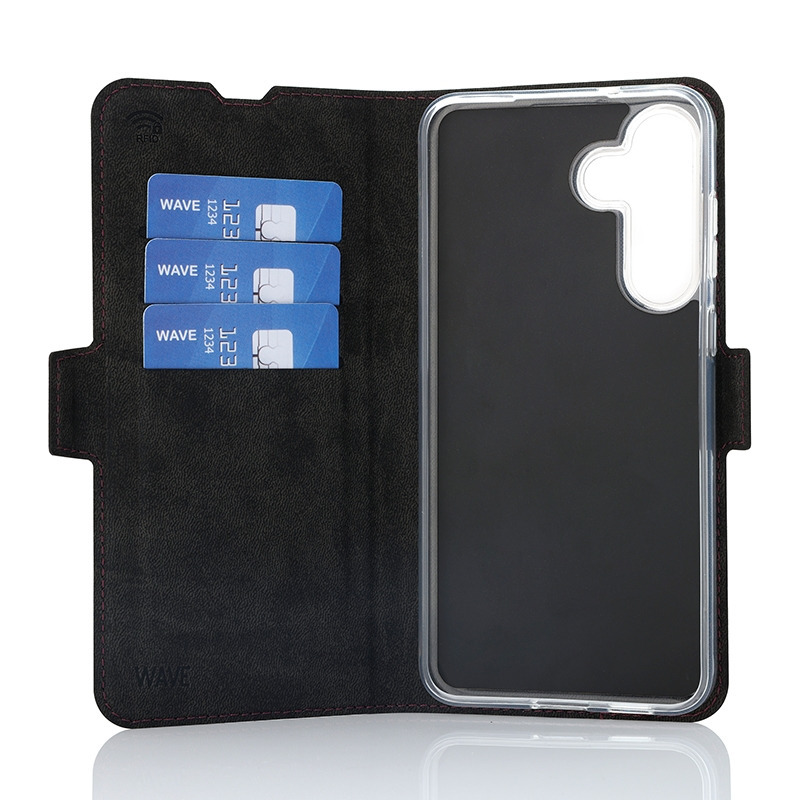 Wave Book Case suojakotelo, Samsung Galaxy S25 FE 5G, musta