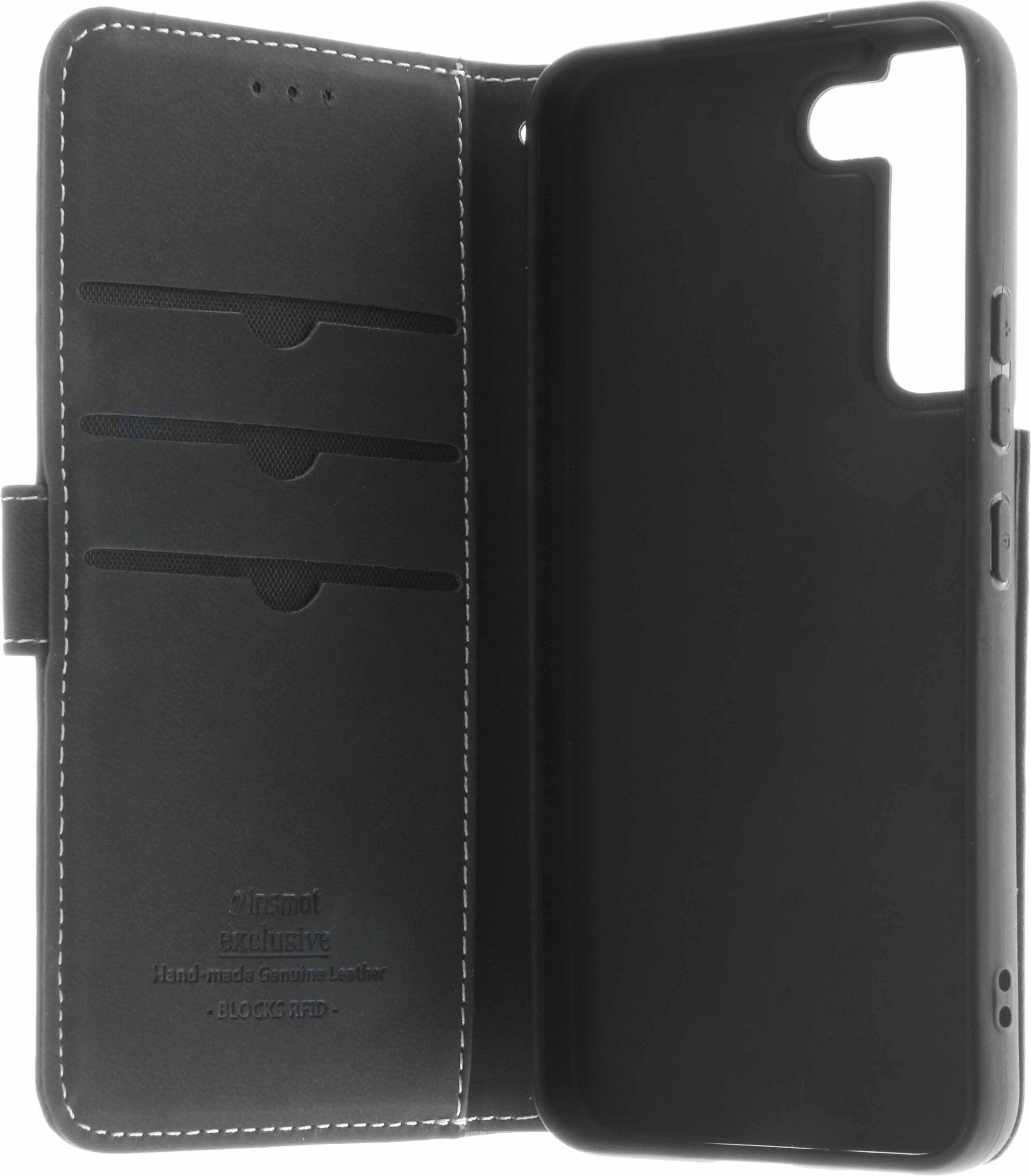 Insmat Exclusive Flip Case -lompakkokotelo, Samsung Galaxy S22+ 5G, musta