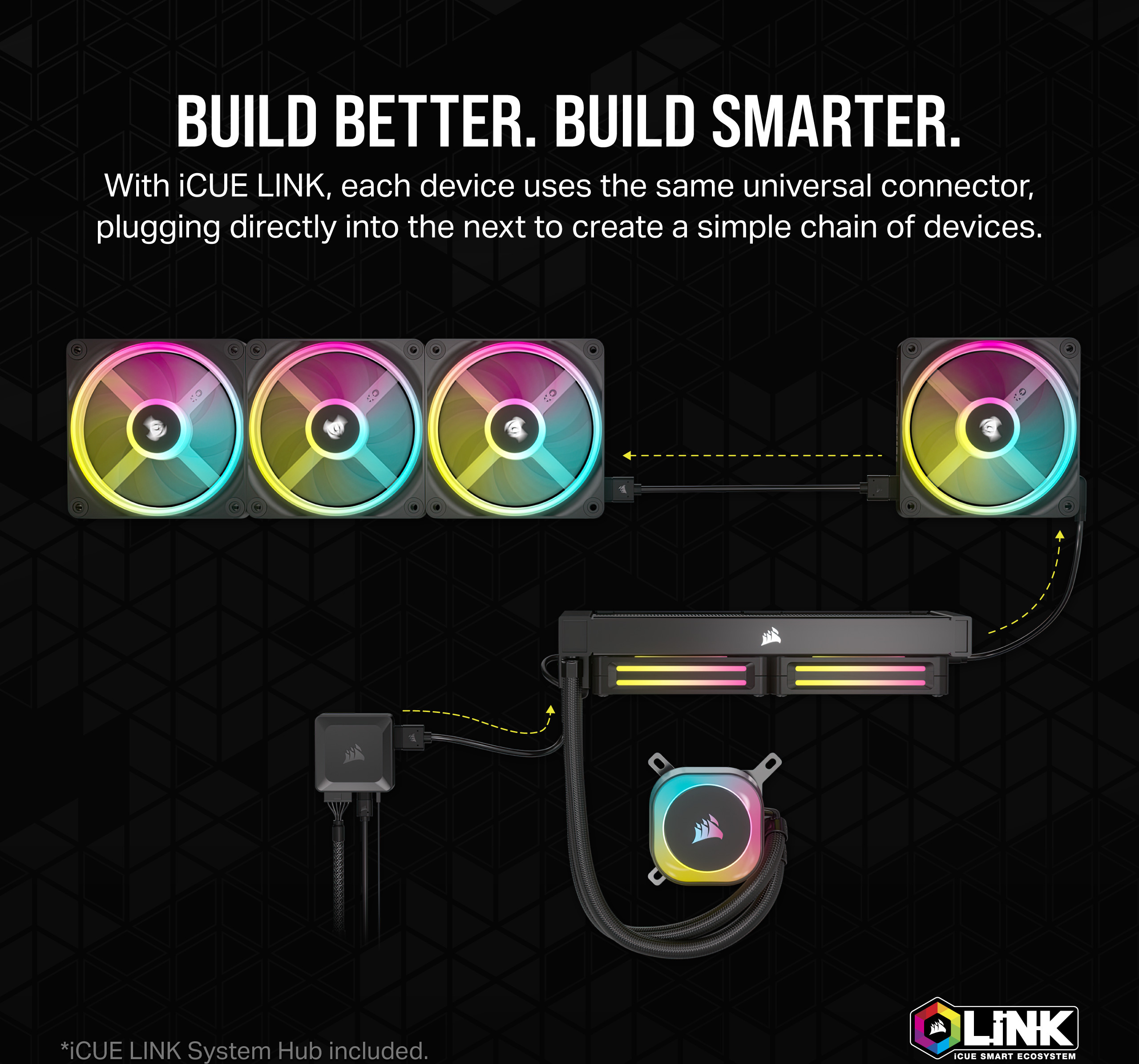Corsair iCUE LINK QX120 RGB PWM -tuuletin, 120 mm, valkoinen, 3 kpl Starter Kit