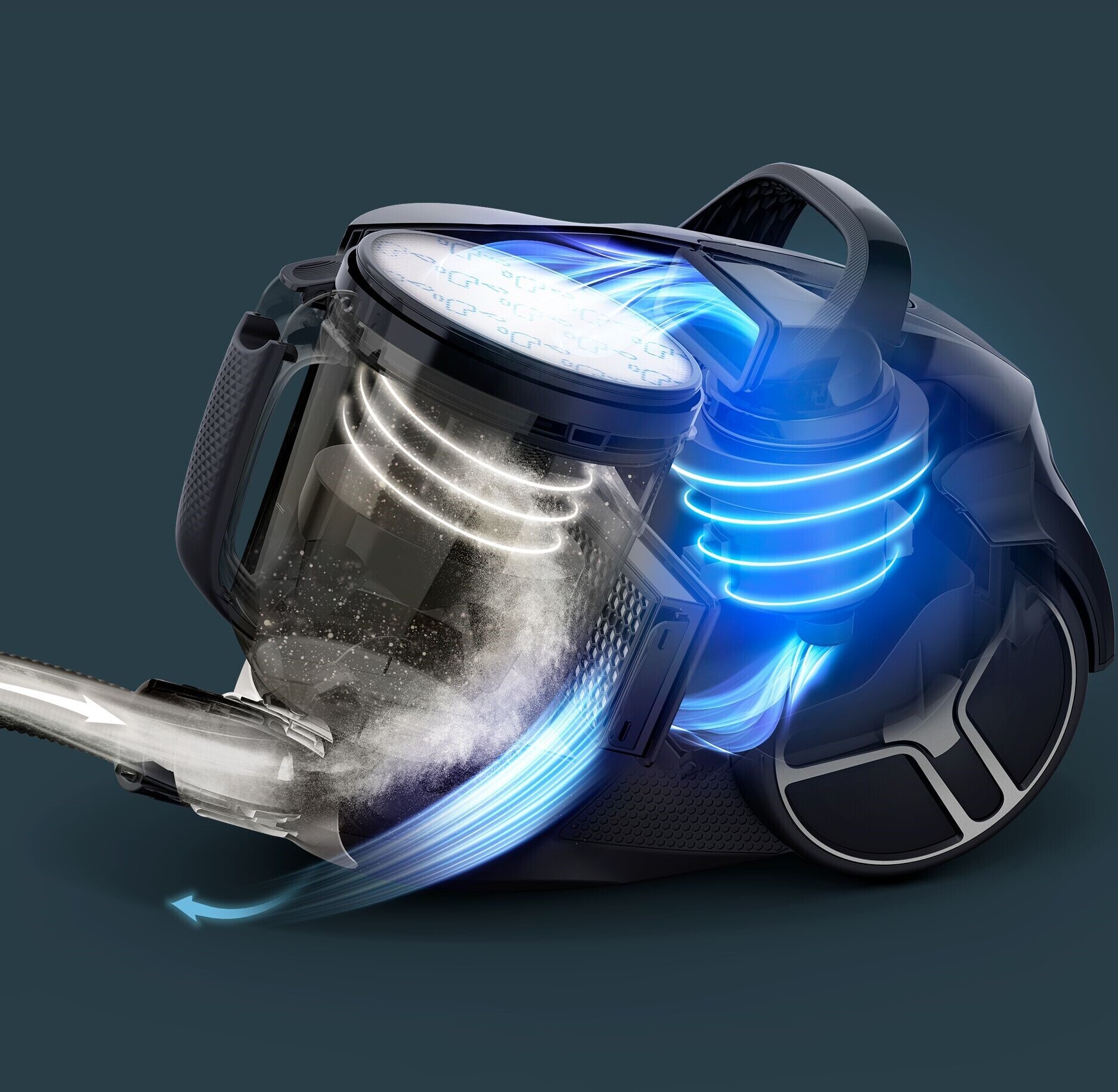 OBH Nordica Compact Power XXL Bagless -pölypussiton pölynimuri, musta