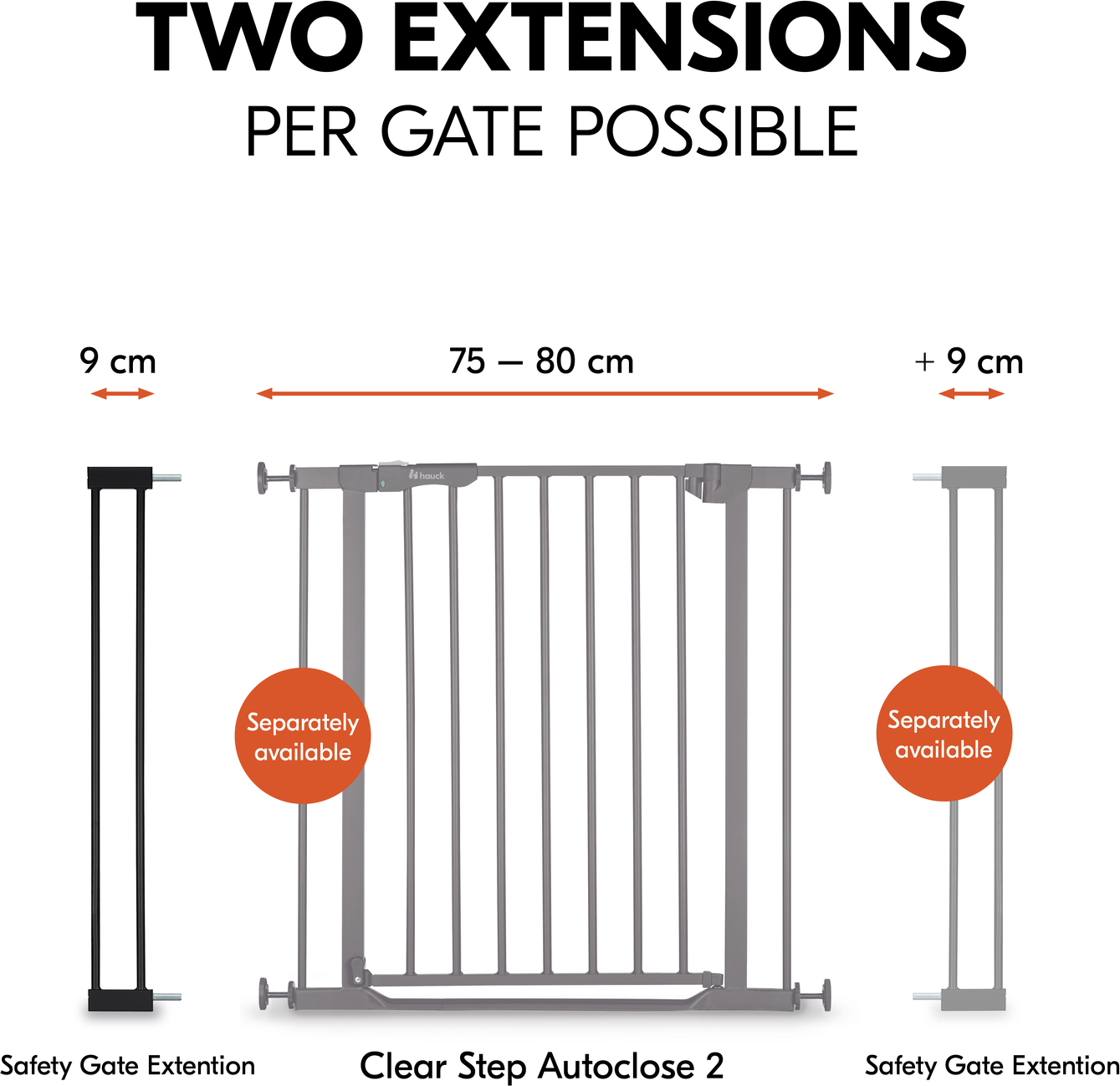 Hauck Safety Gate Extension 9 cm -turvaportin jatkopala, musta