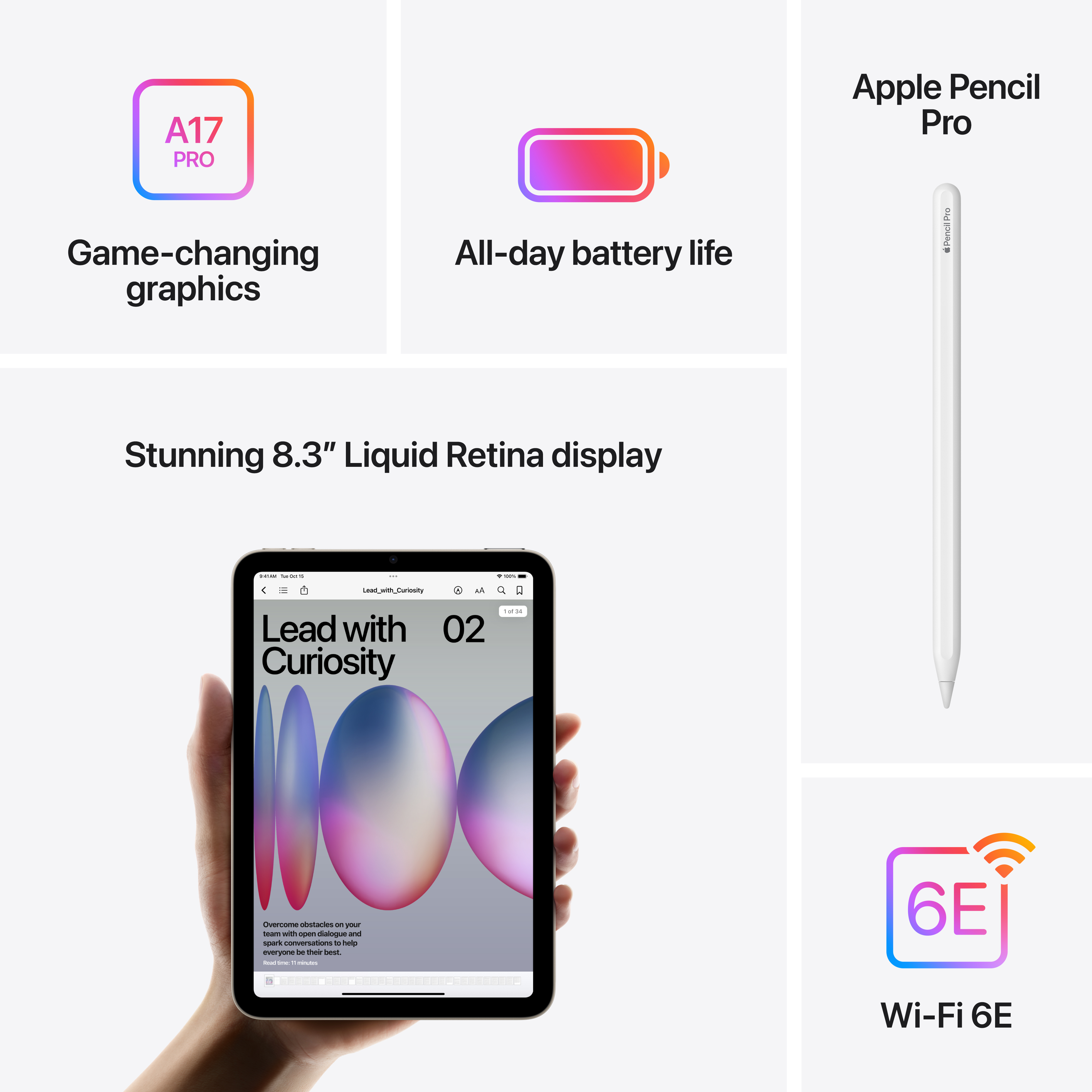 Apple iPad mini 256 Gt WiFi 2024 -tabletti, tähtiharmaa (MXNA3)
