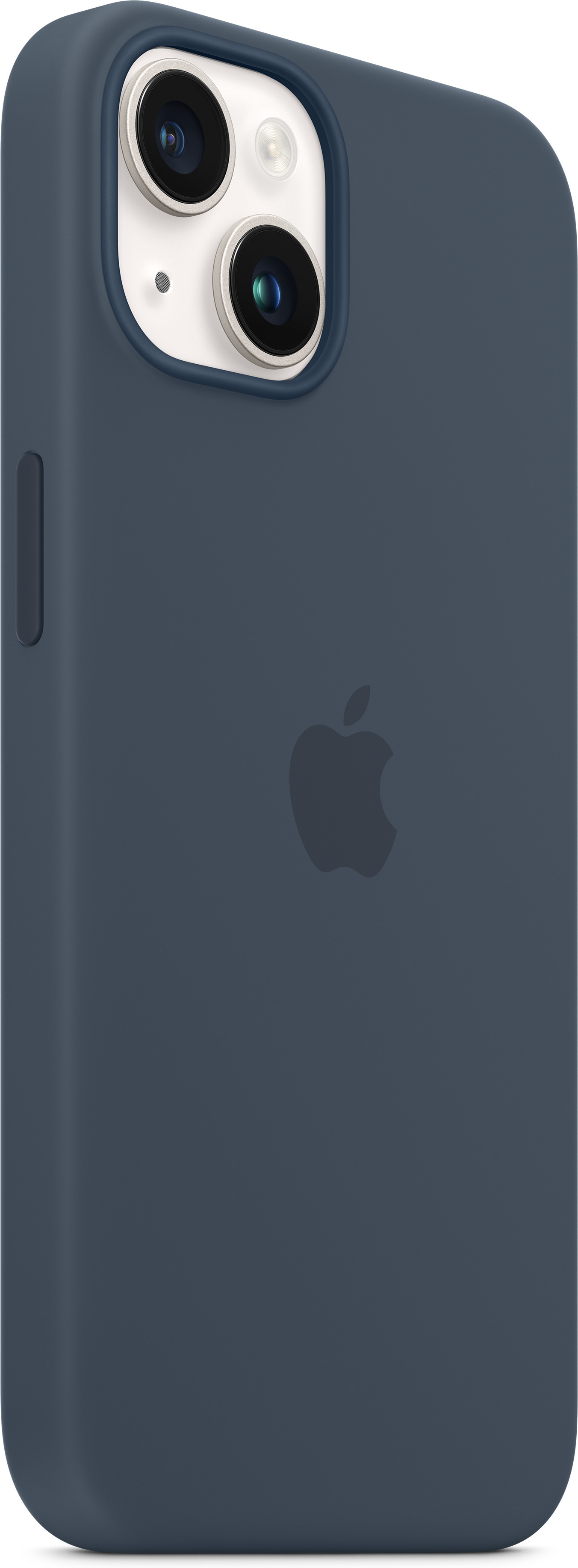 Apple iPhone 14 silikonikuori MagSafella, myrskynsininen