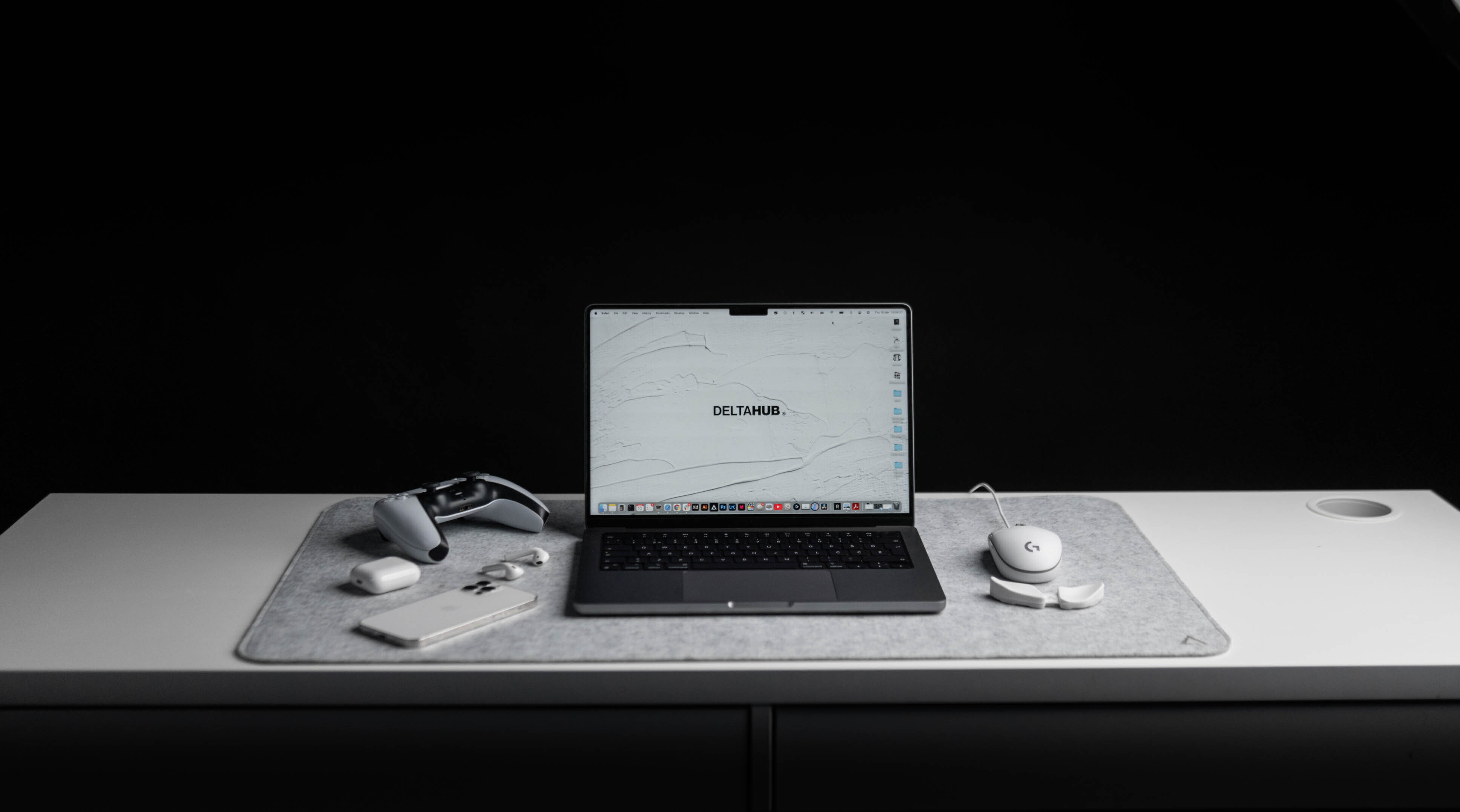 Deltahub Minimalistic Desk Pad hiirimatto, 45 x 80 cm, vaaleanharmaa