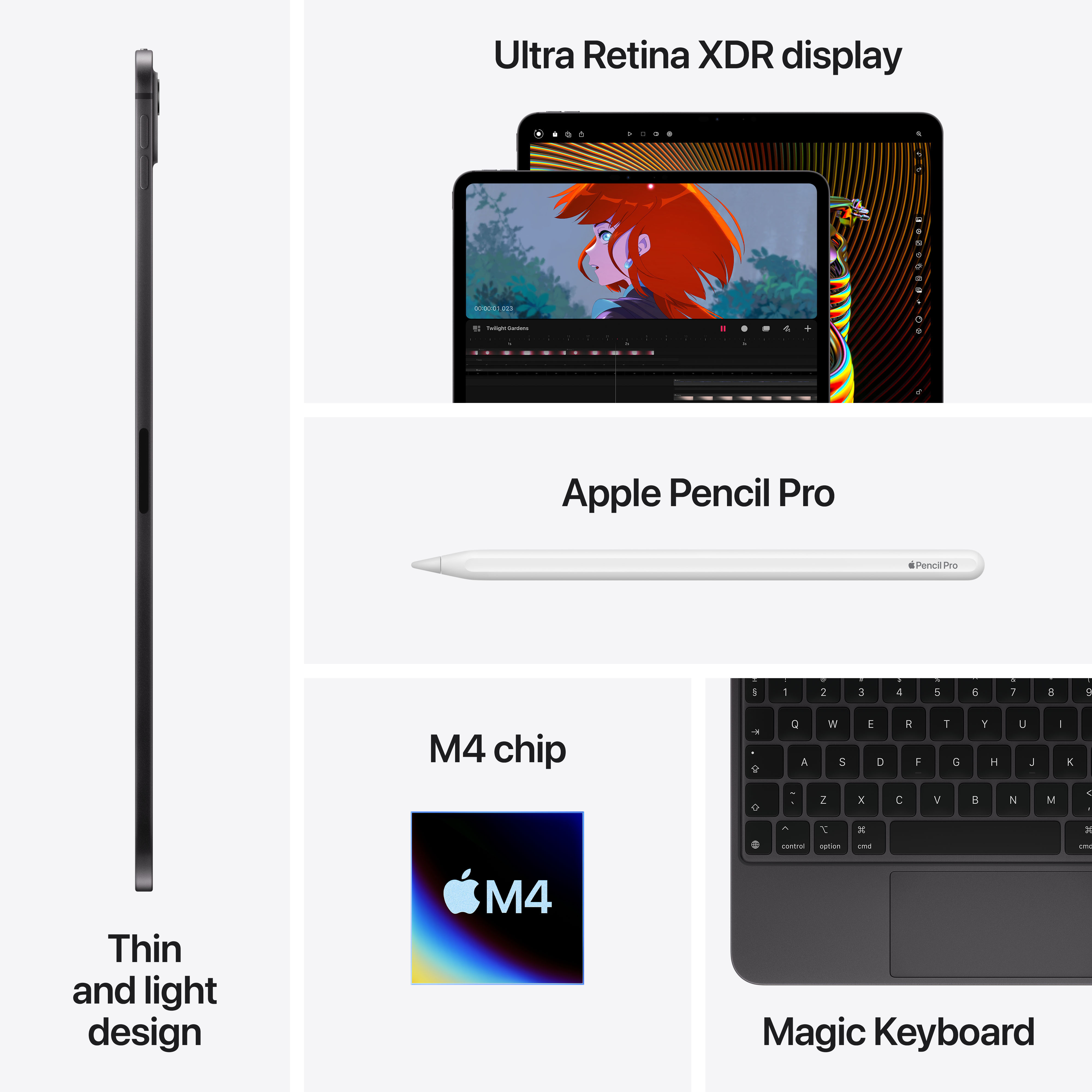 Apple iPad Pro 13" M4 1 Tt WiFi + 5G 2024, tähtimusta (MVXW3)