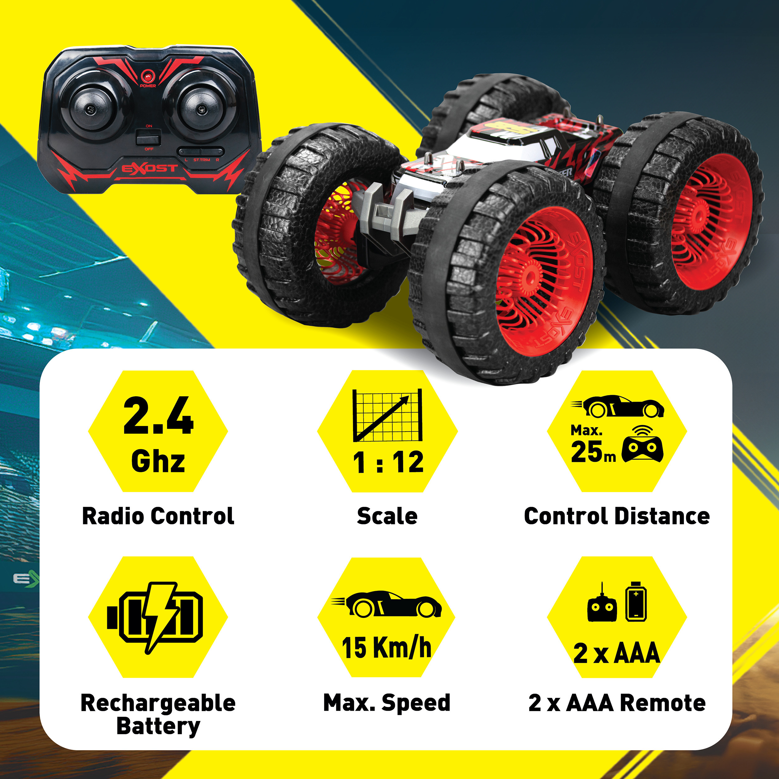 Exost Land Buster - kauko-ohjattava stunttiauto
