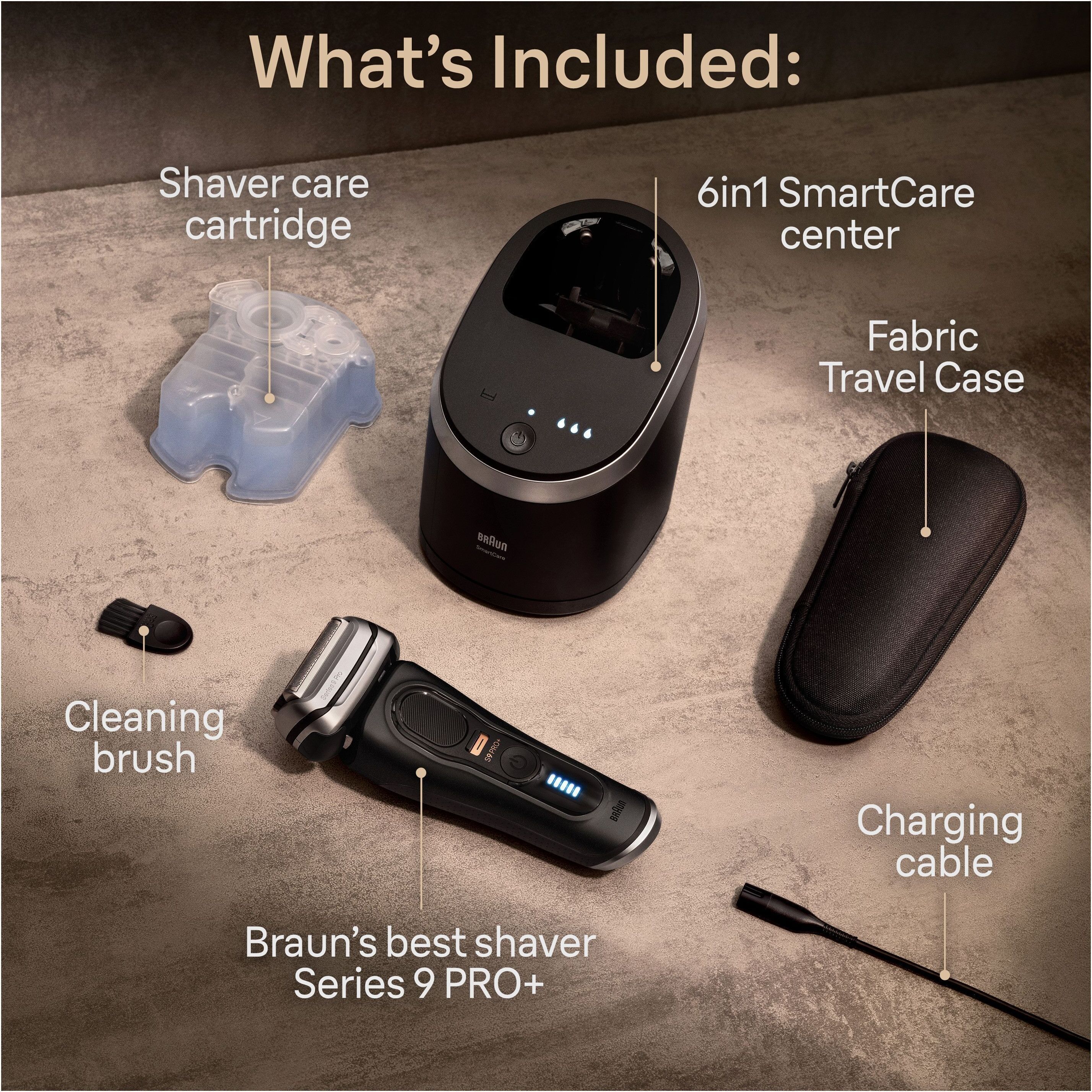 Braun Serie 9 PRO+ 9560cc -parranajokone puhdistusasemalla