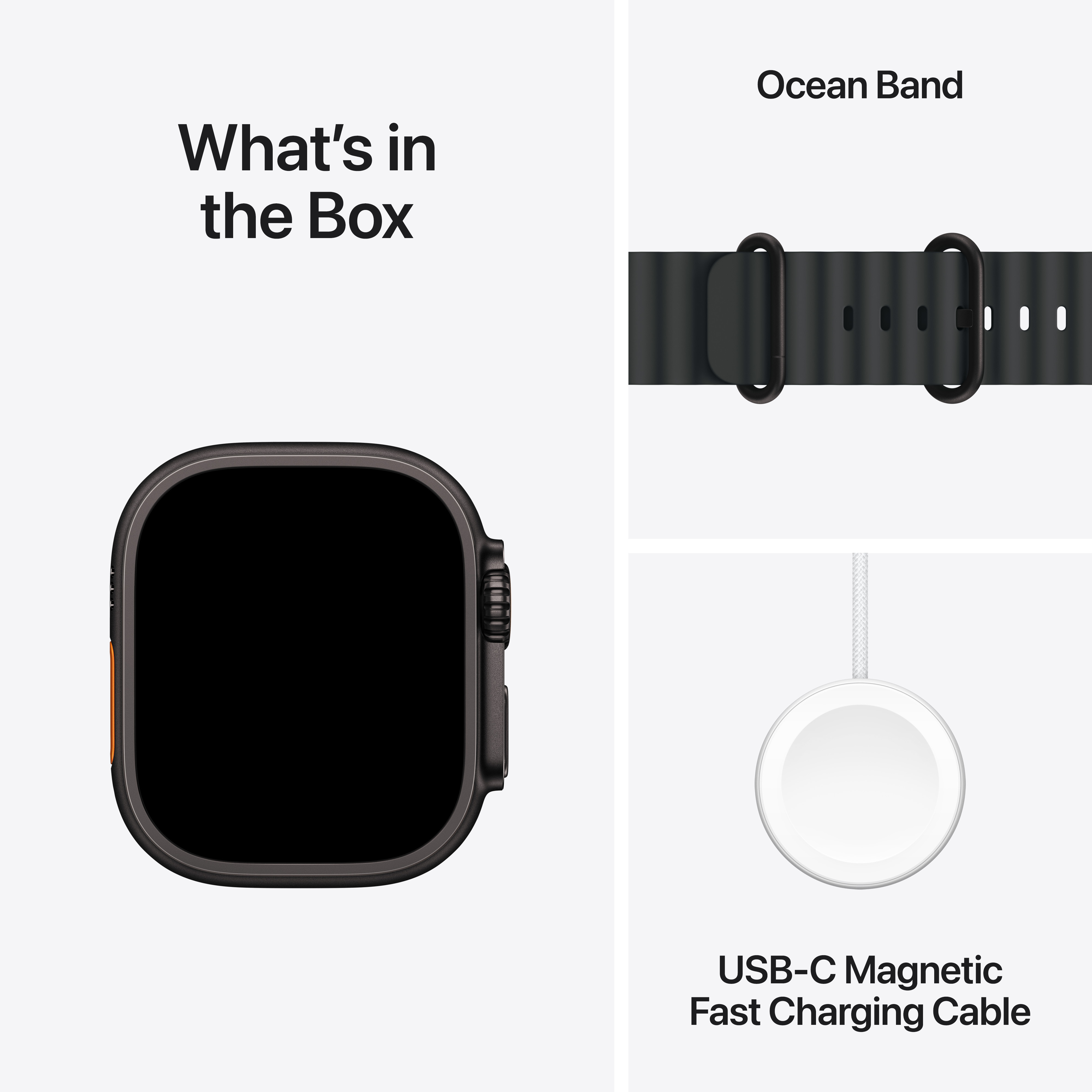 Apple Watch Ultra 2 (GPS + Cellular) 49 mm musta titaanikuori ja musta Ocean-ranneke (MX4P3)