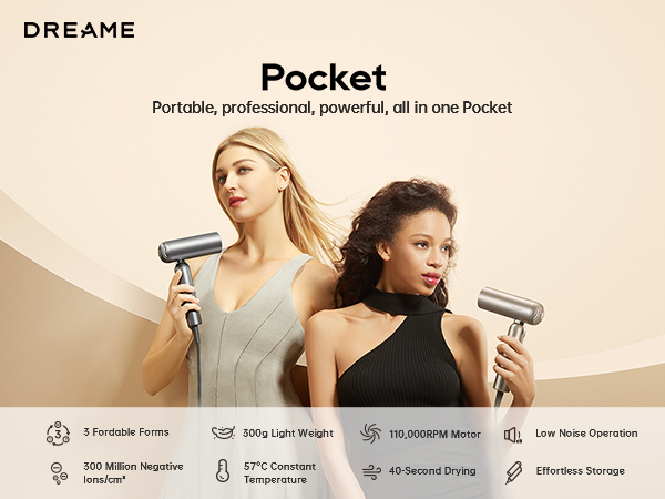 Dreame Pocket hiustenkuivaaja, Space Grey