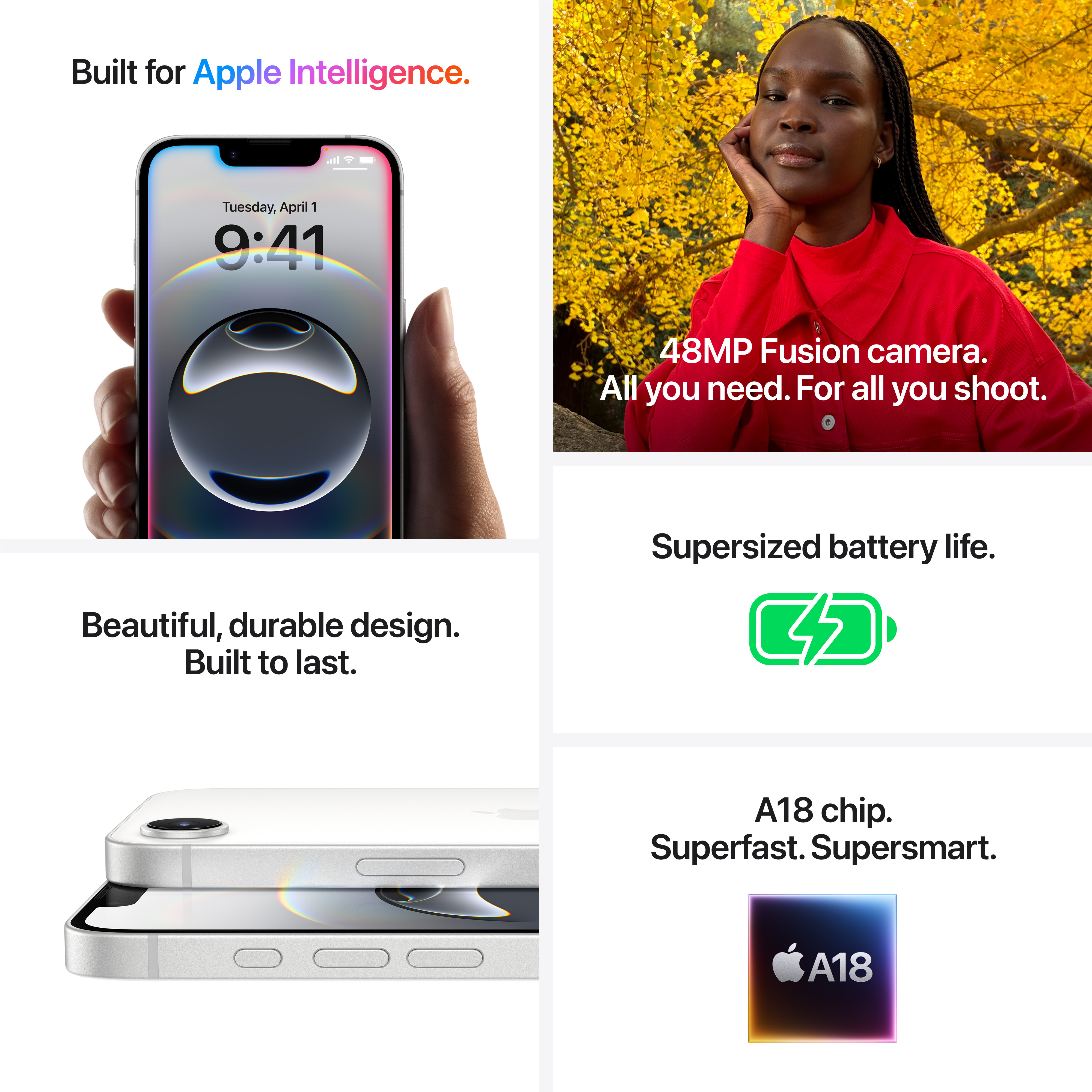 Apple iPhone 16e 256 Gt -puhelin, valkoinen (MD1W4)