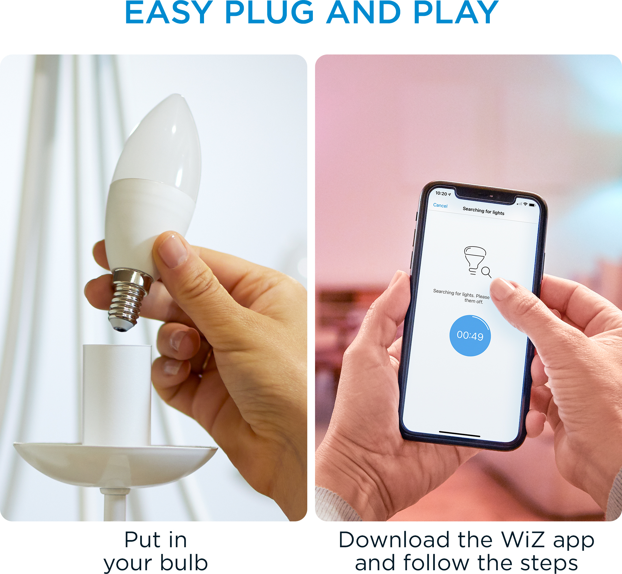 WiZ älylamppu, E14, RGBW - kaikki värit ja valkoisen valon sävyt, Wi-Fi, 470 lm, 2-pack