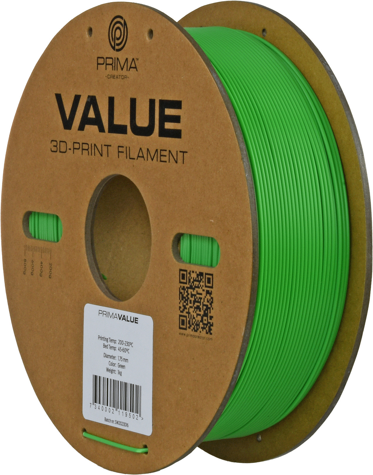 PrimaValue ABS -filamentti 3D -tulostimeen, 1.75 mm, vihreä