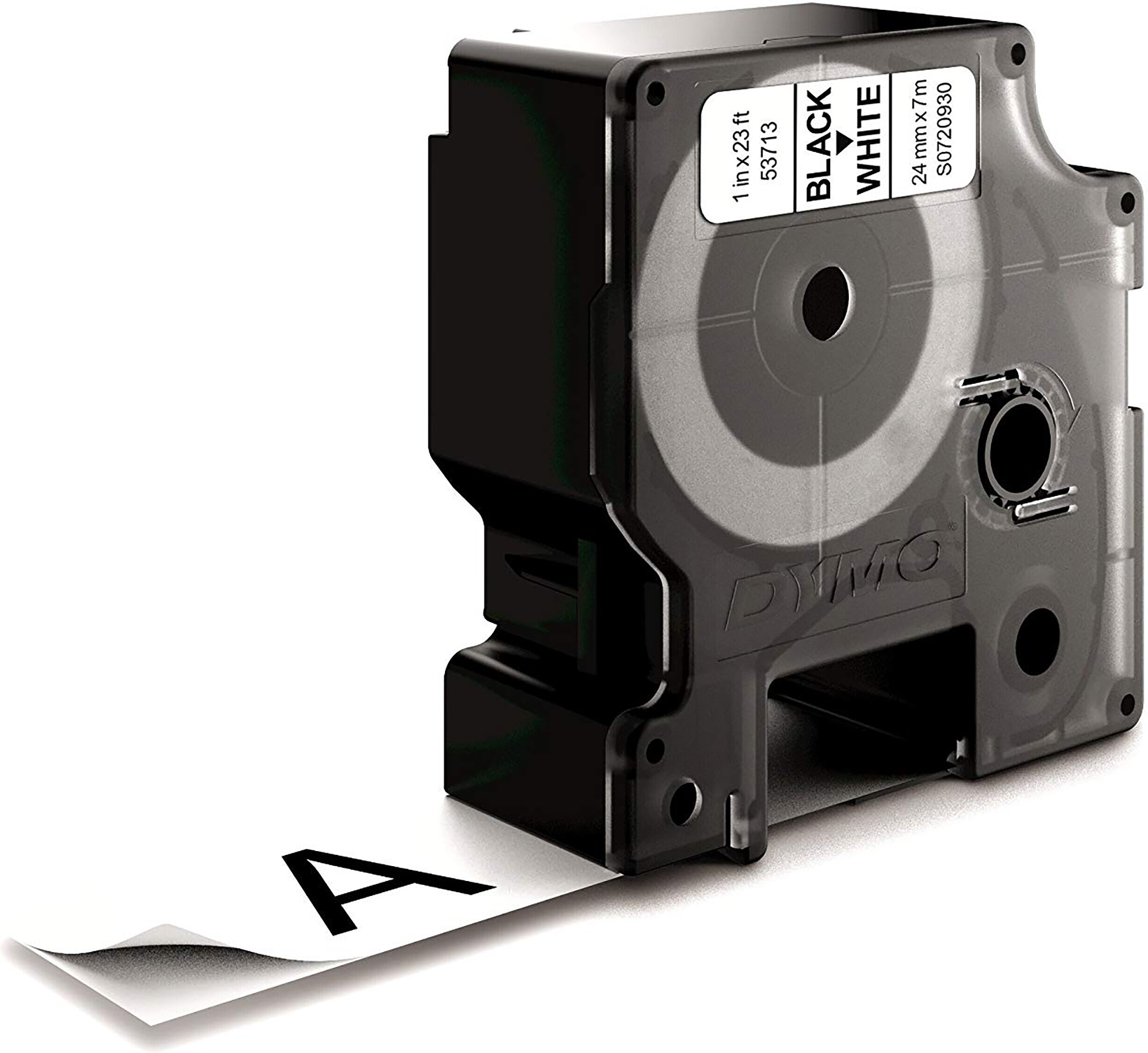 Dymo D1-teippi 24 mm x 7 m, musta valkoisella pohjalla