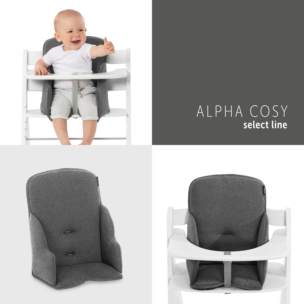 Hauck Alpha Cosy Select -syöttötuolipehmuste, Charcoal