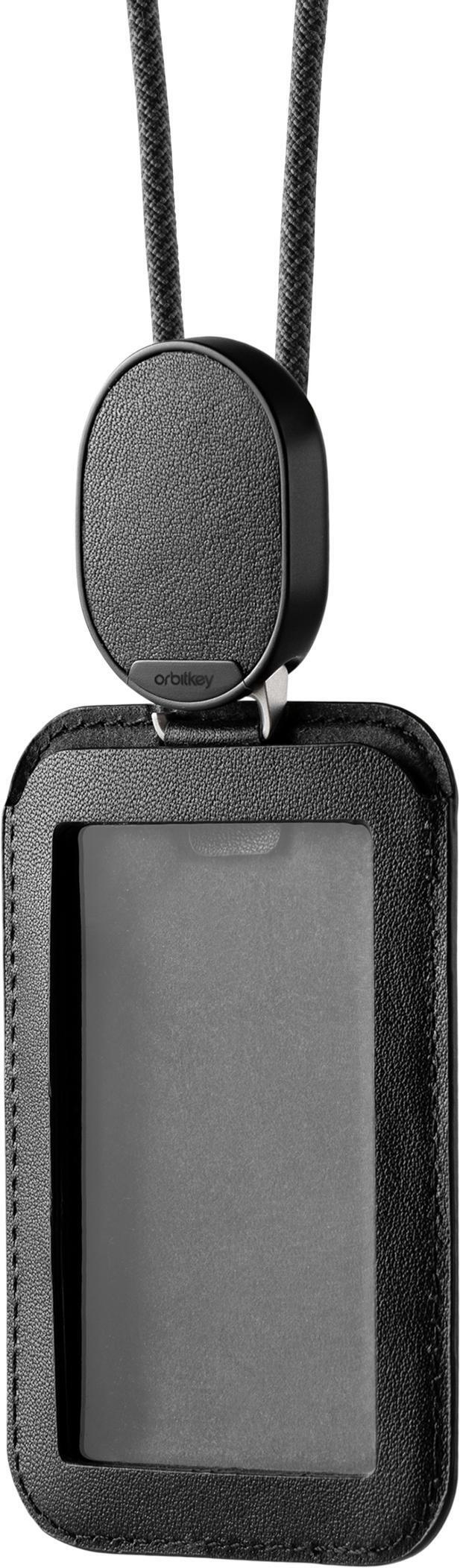 Orbitkey ID Card Holder Pro -henkilökorttikotelo kaulanauhalla, musta