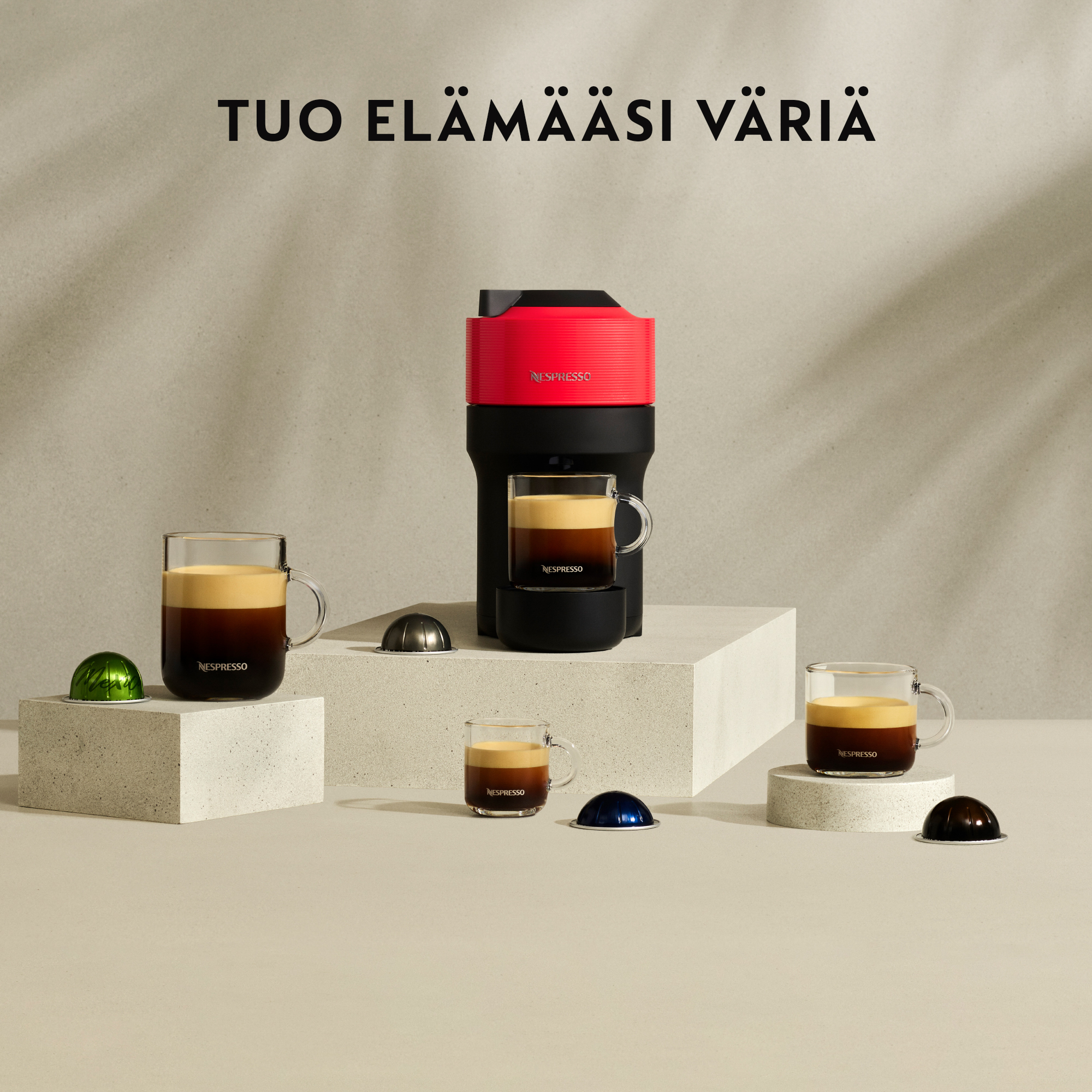 Nespresso Vertuo POP XN920510WP -kahvikapselikone, punainen/musta