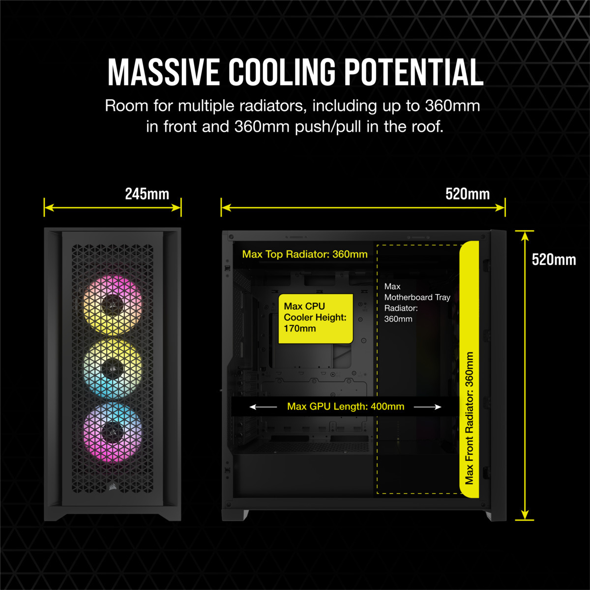 Corsair iCUE 5000D RGB AIRFLOW Mid Tower ATX-kotelo ikkunalla, musta