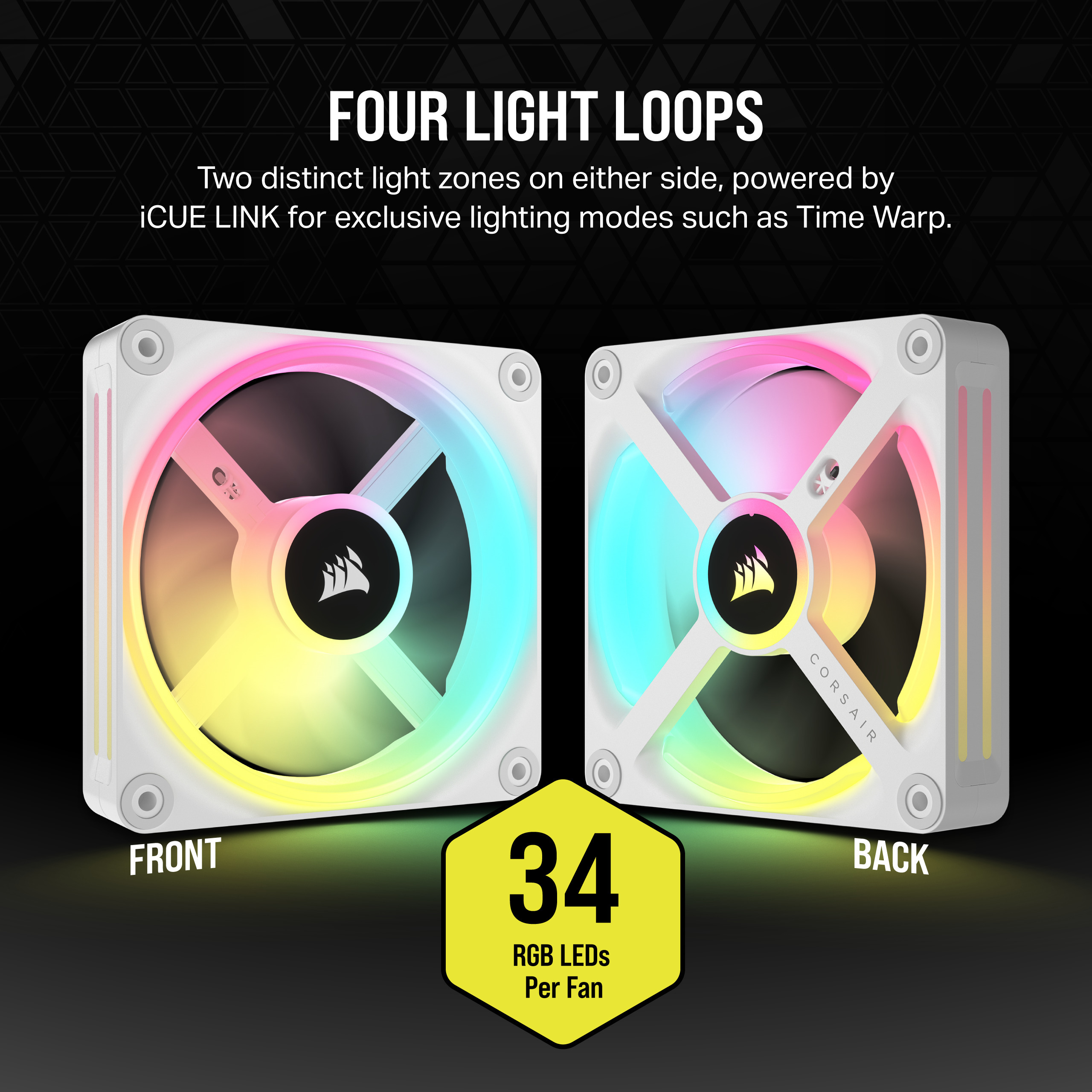 Corsair iCUE LINK QX120 RGB PWM -tuuletin, 120 mm, valkoinen, 3 kpl Starter Kit