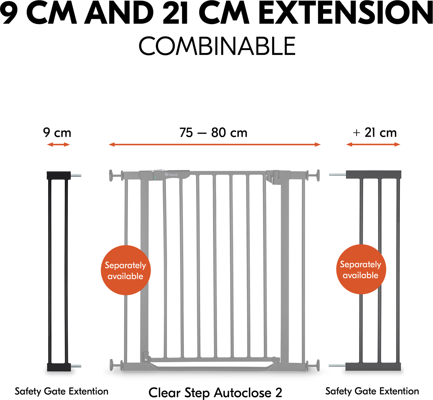 Hauck Safety Gate Extension 9 cm -turvaportin jatkopala, musta