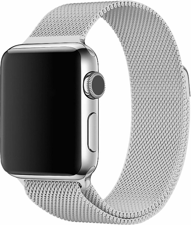 Wave teräspunottu ranneke, Apple Watch 38 / 40 / 41 / 42 mm, hopea