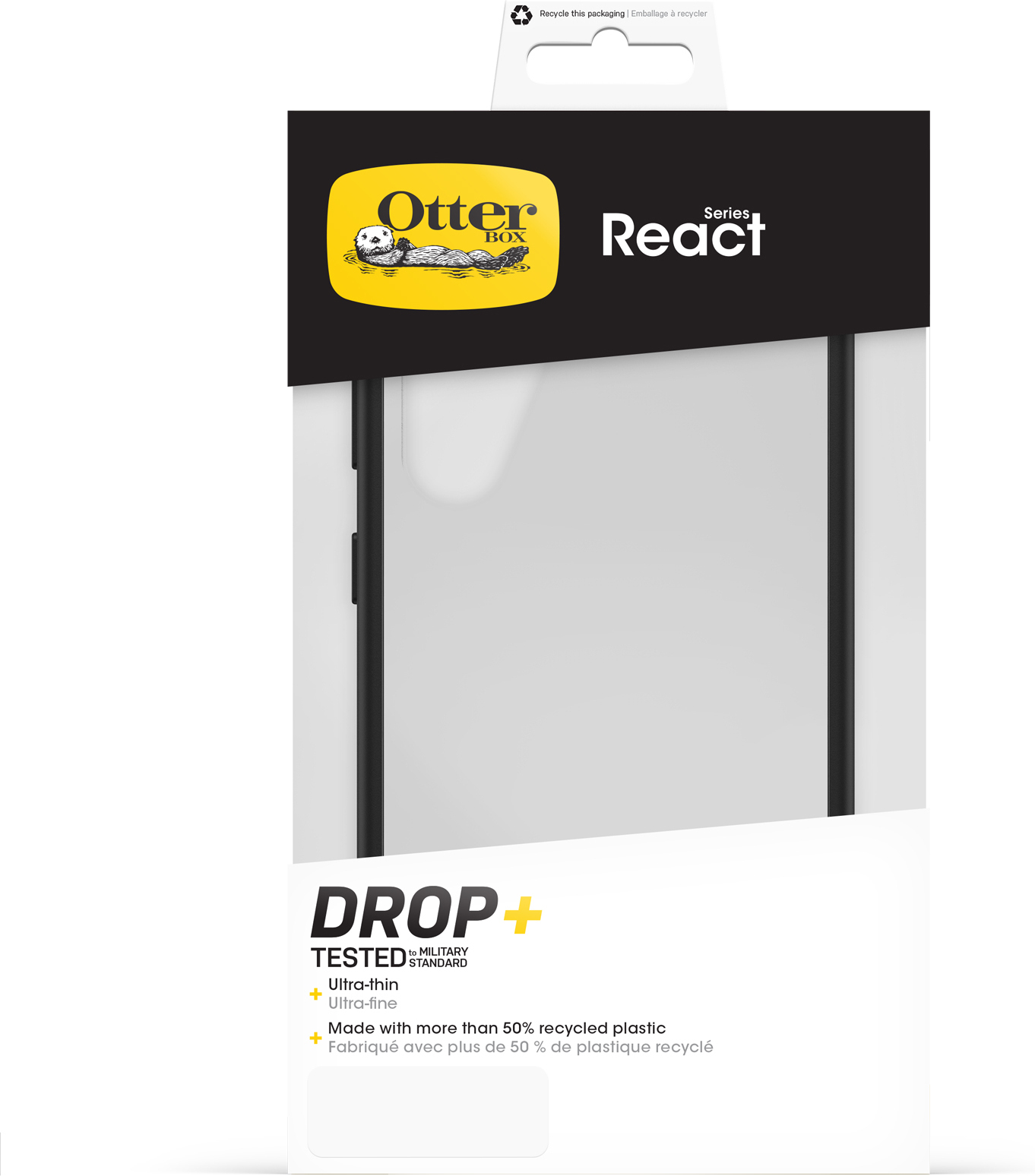 Otterbox React -suojakotelo, musta / kirkas, Samsung Galaxy S24