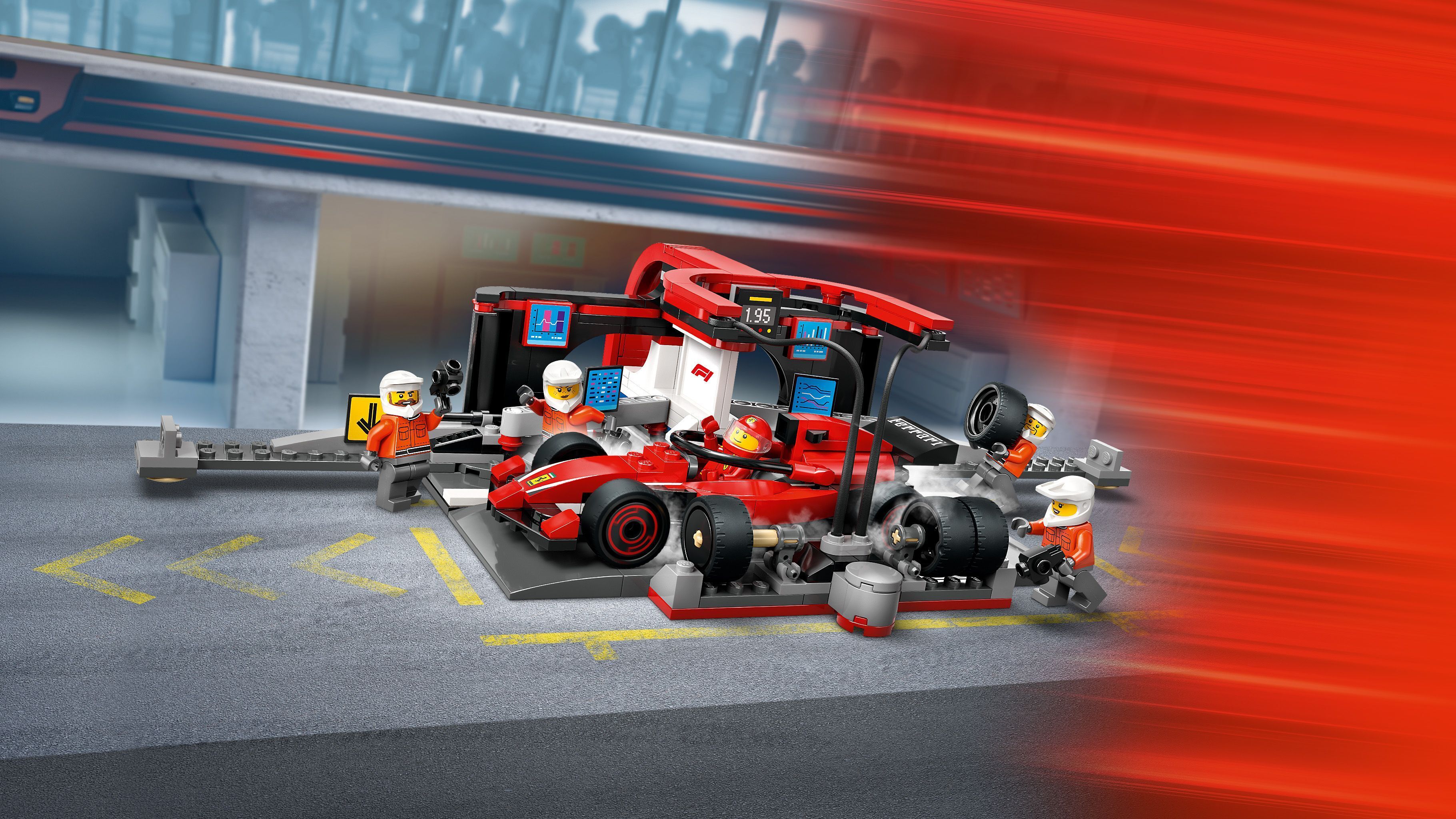 LEGO City 60443 – F1-varikkopysähdys ja varikkomiehistö sekä Ferrari-auto
