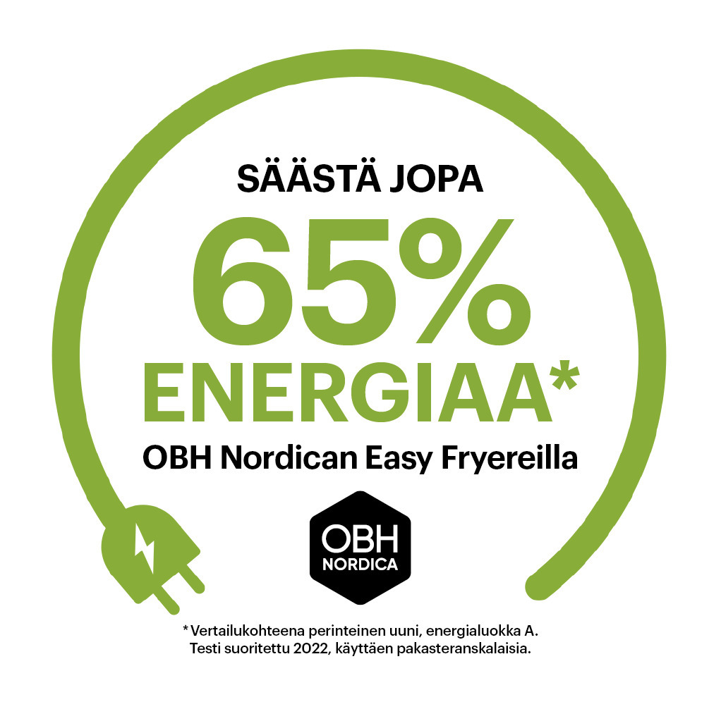 OBH Nordica Easy Fry & Grill Steam+ 3-in-1 -airfryer höyrytys- ja grillitoiminnolla, musta