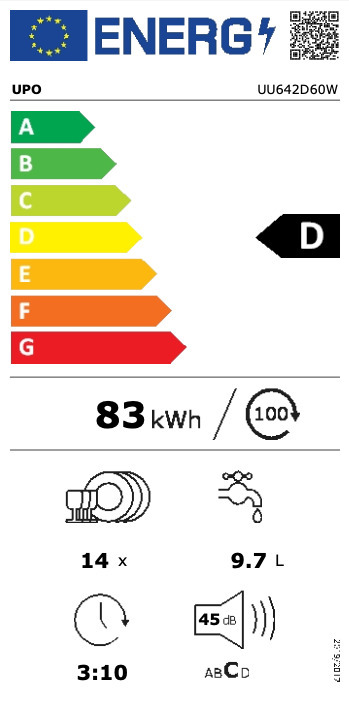 Upo UU642D60W astianpesukone, valkoinen