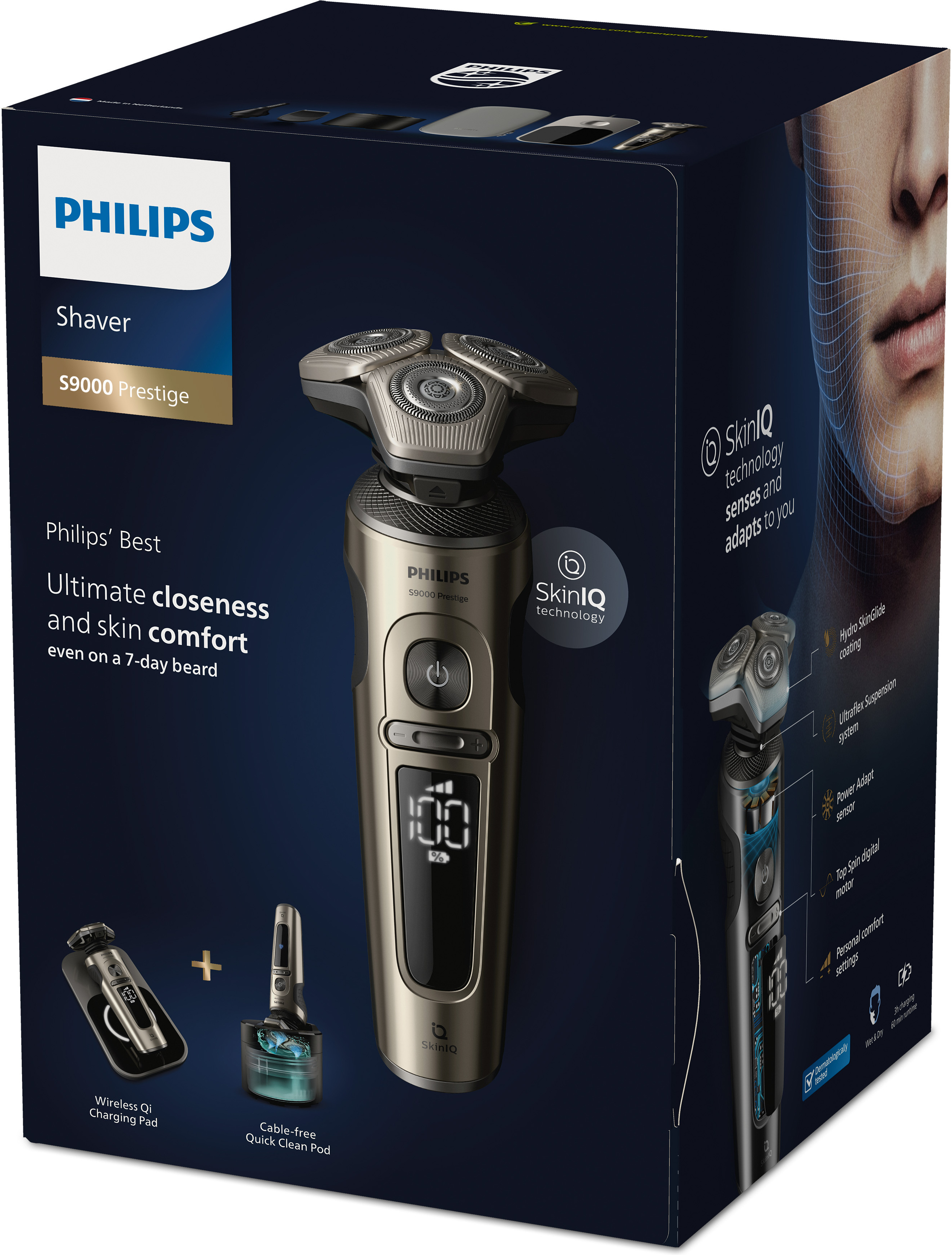 Philips S9000 Prestige SP9883/36 -parranajokone puhdistusasemalla
