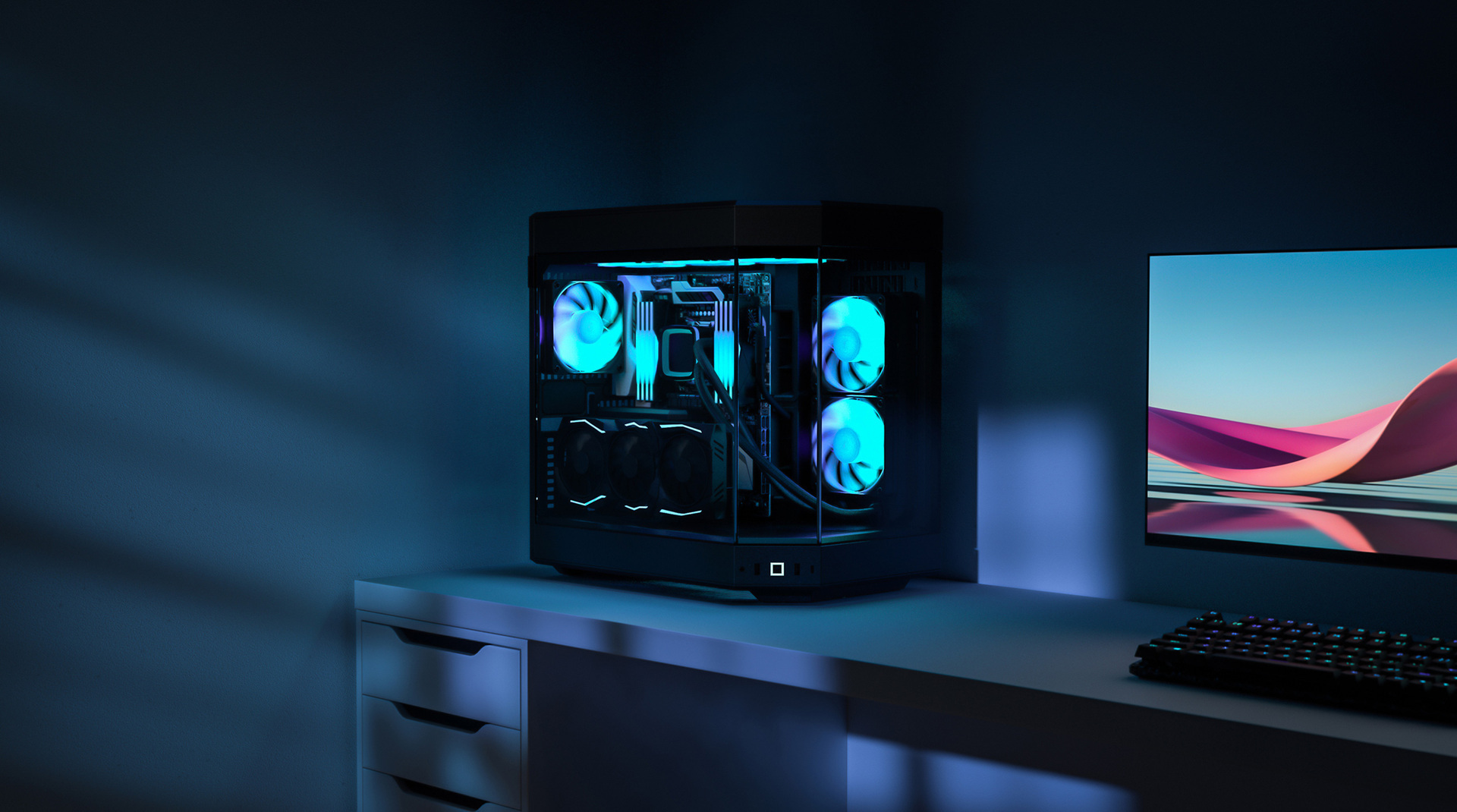 Hyte Y60 White ATX-kotelo panoraamaikkunalla, musta/valkoinen