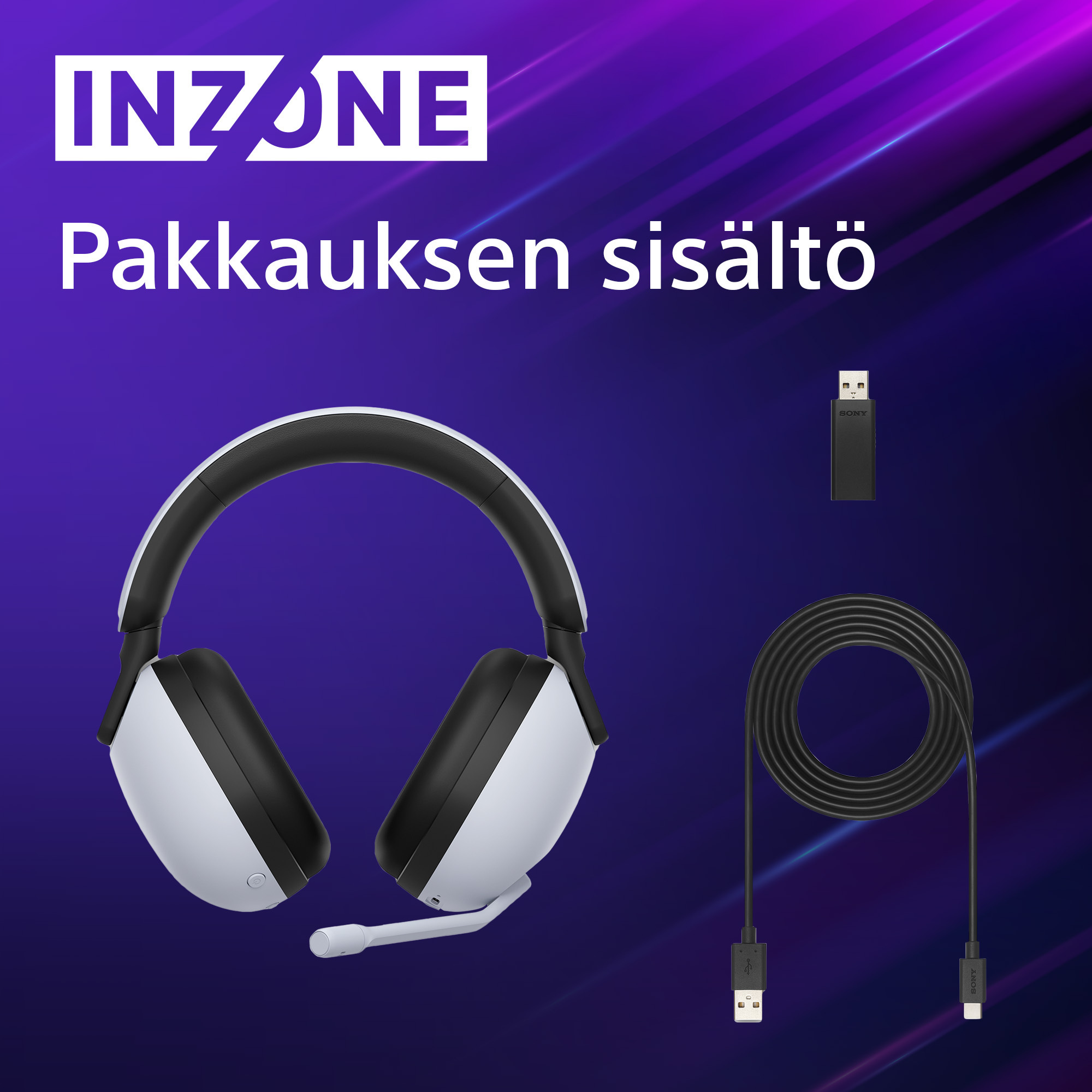 Sony INZONE H9 (WH-G900N) -langattomat pelikuulokkeet, valkoinen
