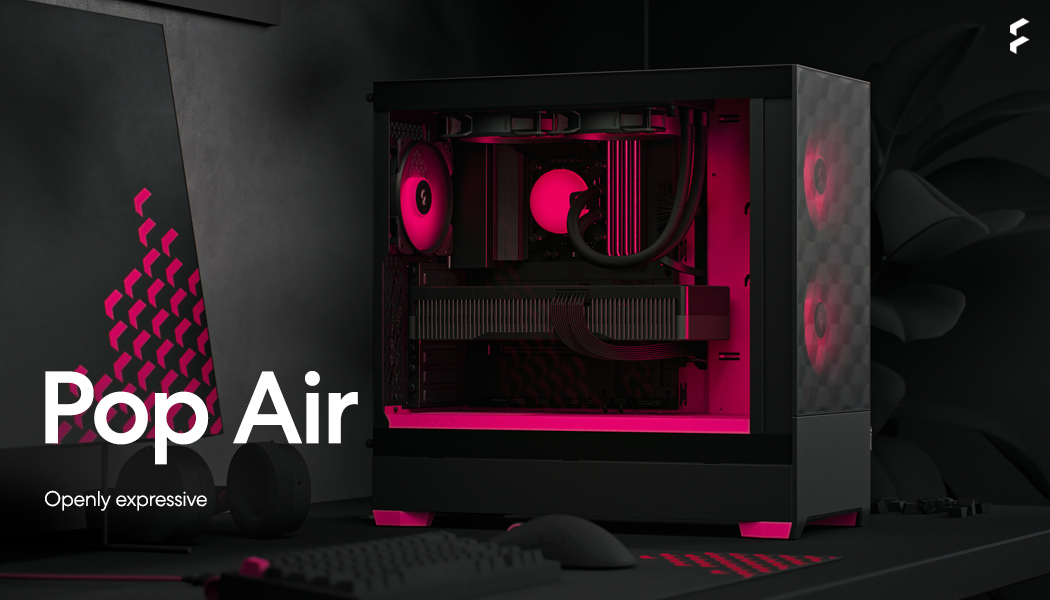 Fractal Design Pop Air RGB Magenta Core TG ATX-kotelo ikkunalla, musta/magenta