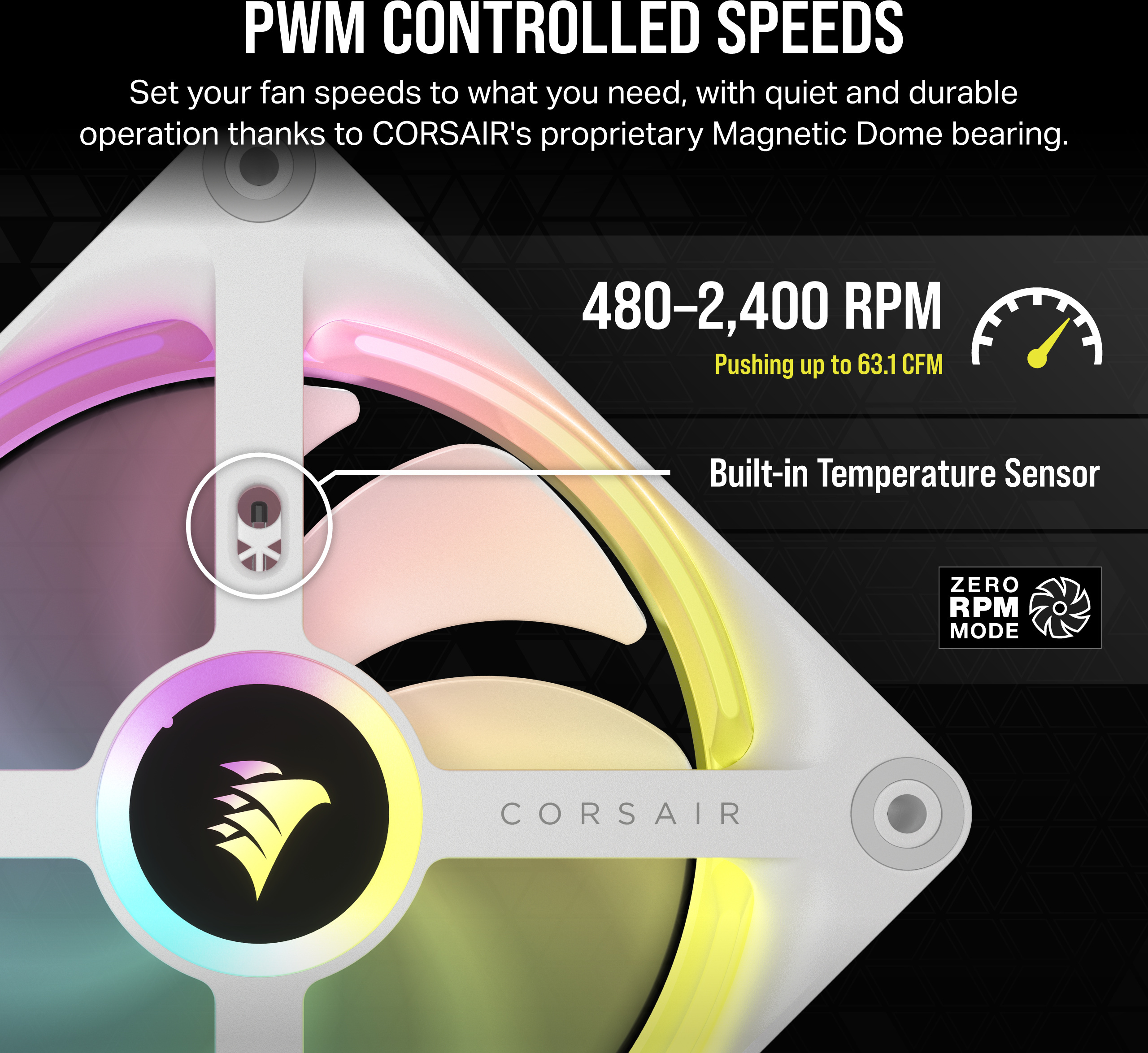 Corsair iCUE LINK QX120 RGB PWM -tuuletin, 120 mm, valkoinen, 3 kpl Starter Kit
