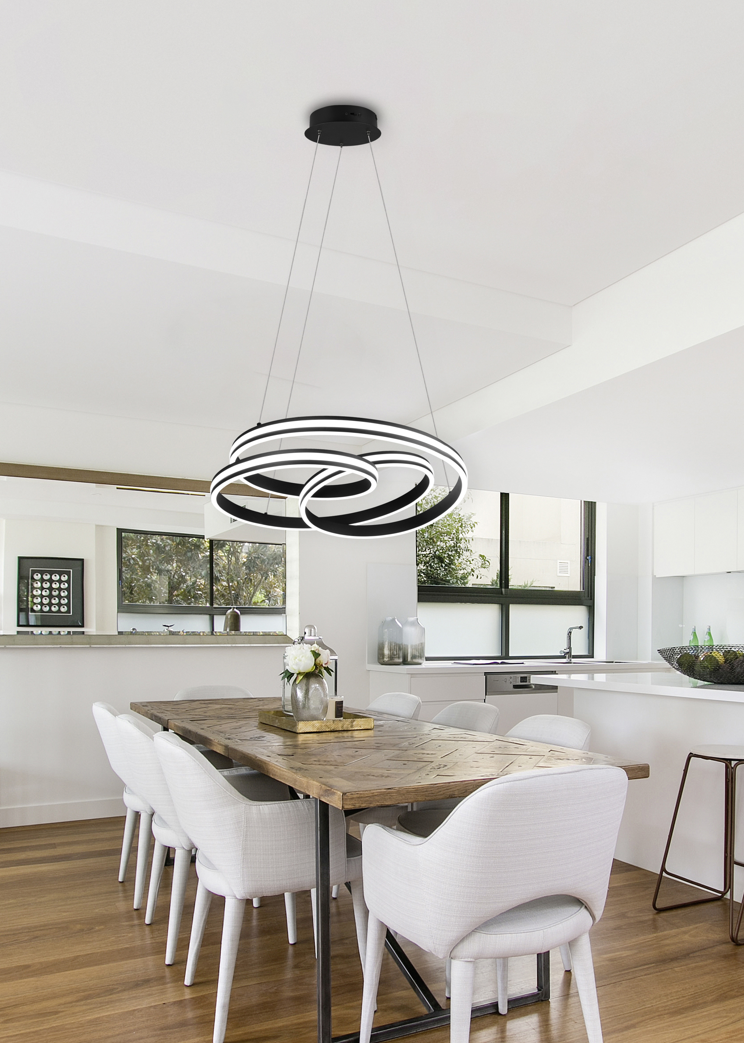Trio Nuria riippuvalaisin, 7200 lm, 2300/3000/4000 K, LED 60 W, mattamusta