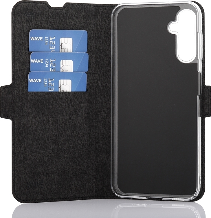 Wave BookCase -suojakotelo, Samsung Galaxy A14 5G, musta