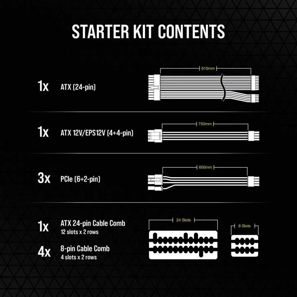 Corsair Premium Individueel omhulde Type-5 PCIe PSU Kabel - Zwart Corsair Premium Individueel omhulde Type-5 PCIe PSU Kabel - Zwart