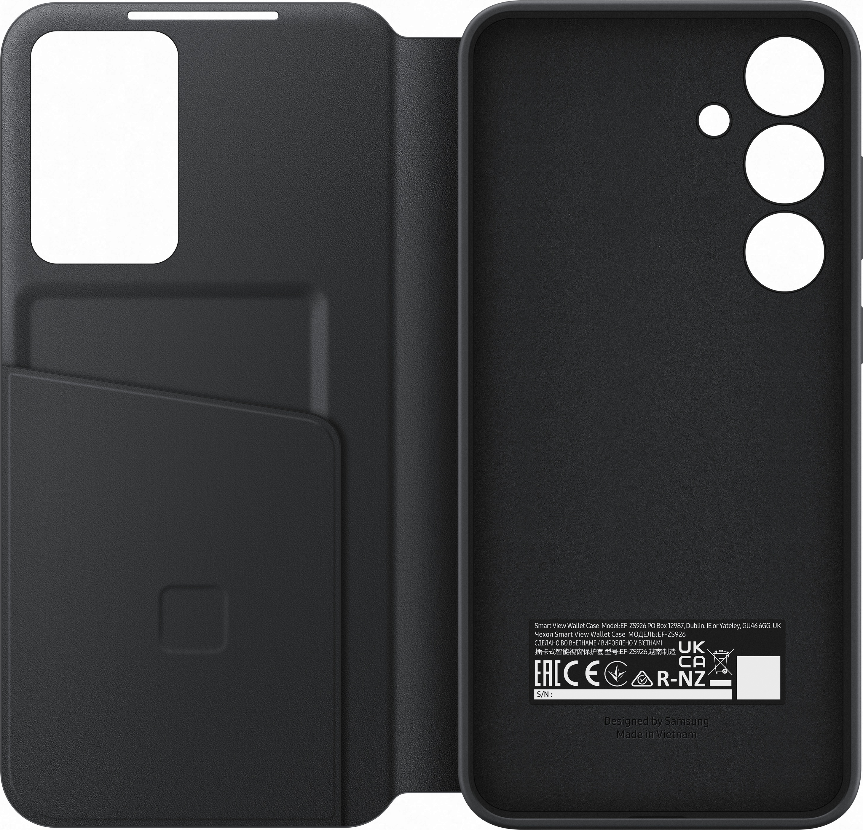 Samsung Galaxy S24+ Clear View Wallet Cover -suojakotelo, musta