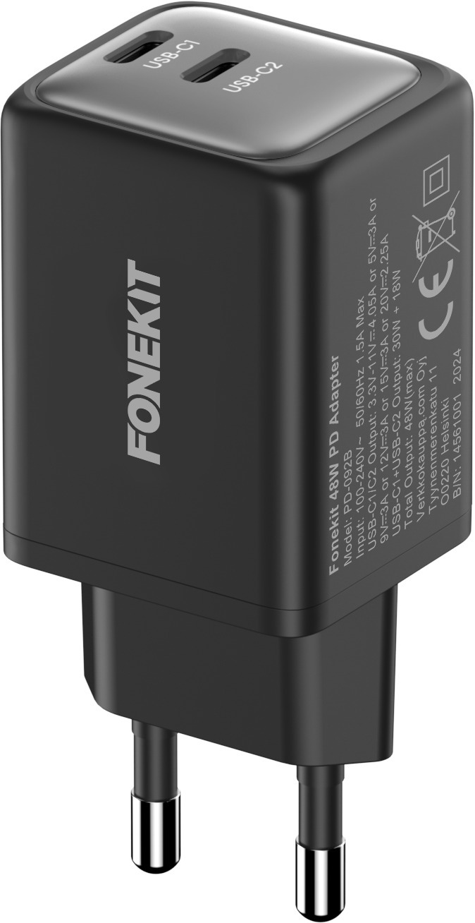 FoneKit GaN PD 45W -verkkovirtalaturi, USB-C, valkoinen