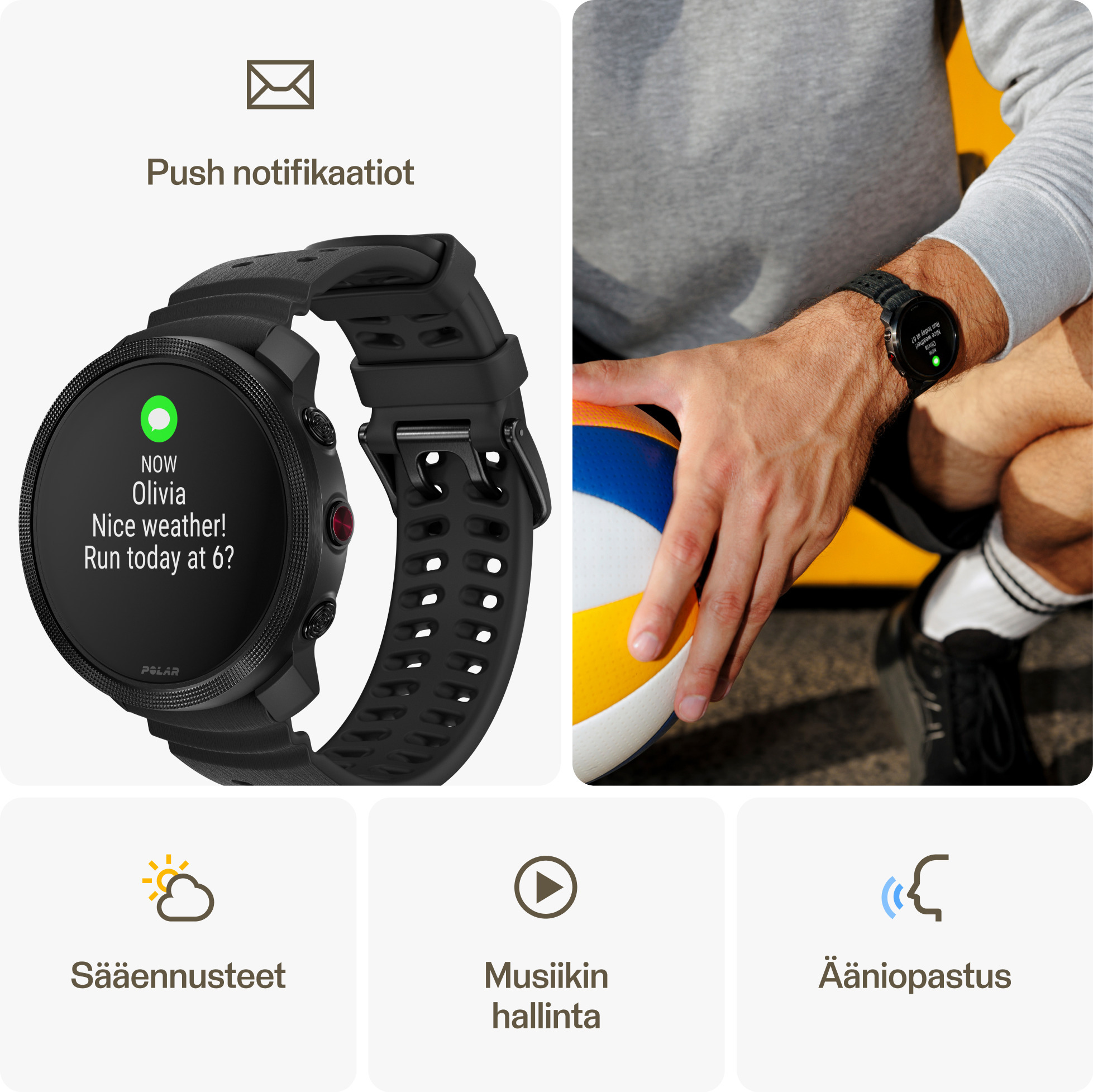 Polar Vantage M3 -urheilukello, musta, S-L