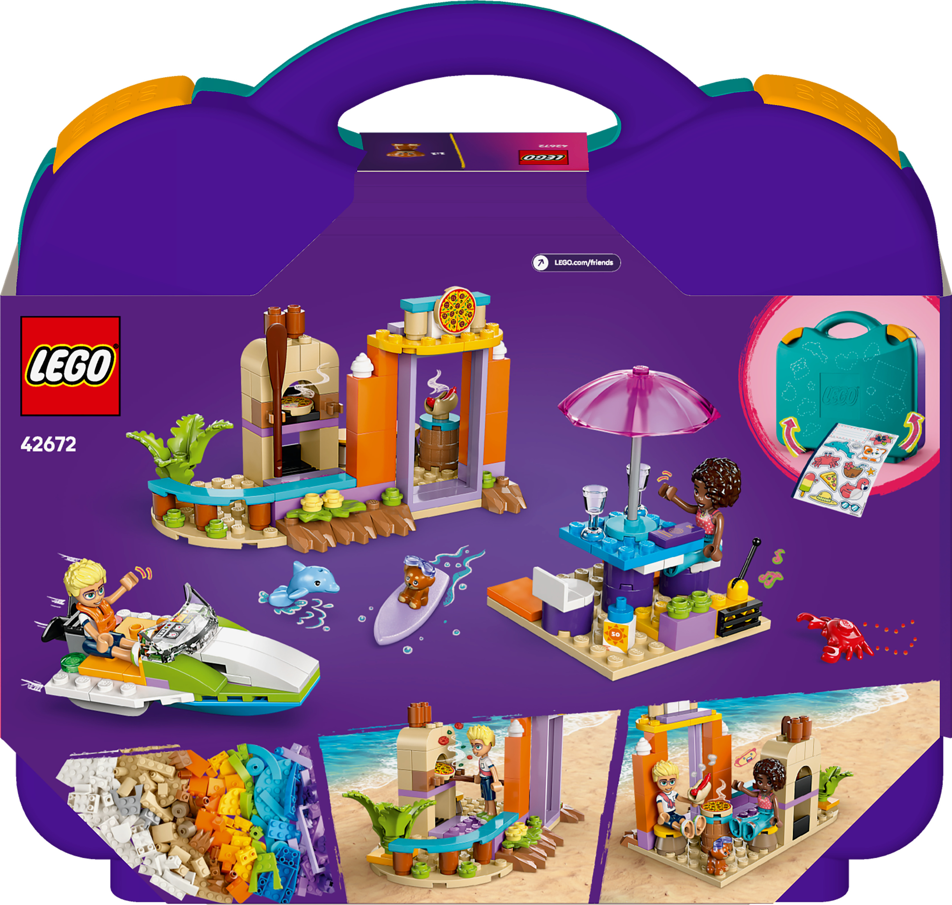 LEGO Friends 42672 – Loma‑ ja rantarakennelmat matkalaukussa