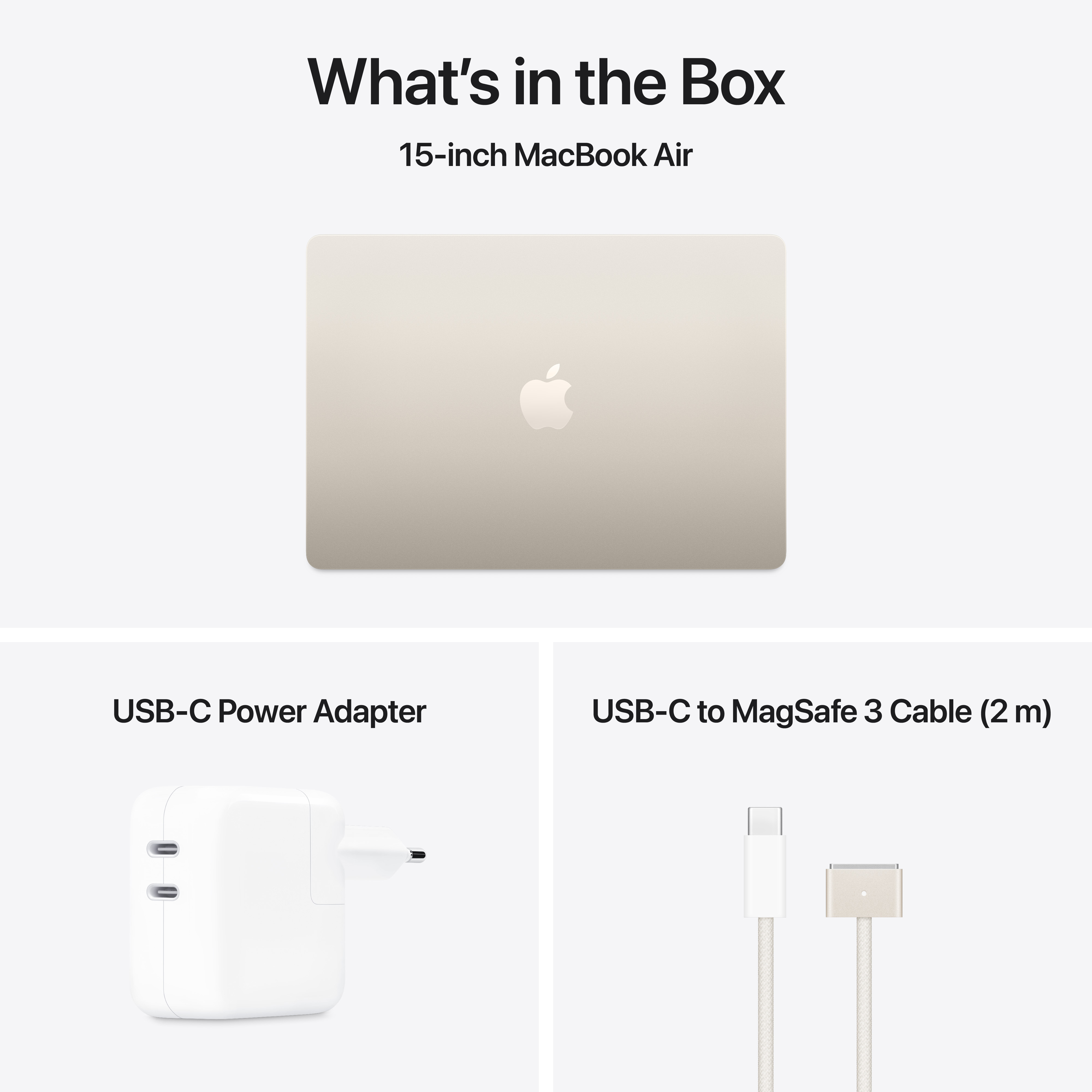 Apple MacBook Air 15" M4 24 Gt, 512 Gt 2025 -kannettava, tähtivalkea (MC6K4)