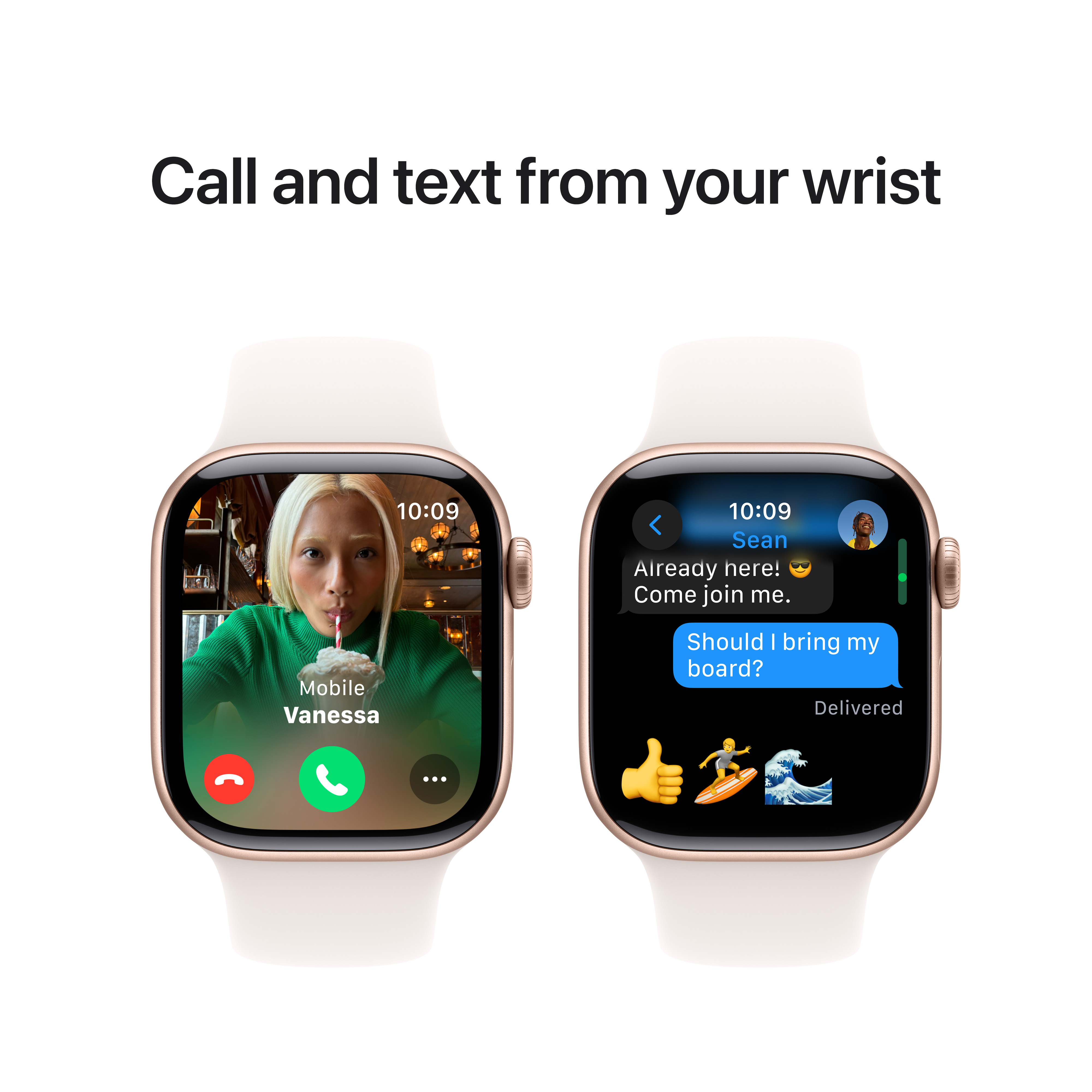 Apple Watch Series 10 (GPS) 42 mm ruusukulta alumiinikuori ja punanhäivä urheiluranneke, S/M (MWWH3)