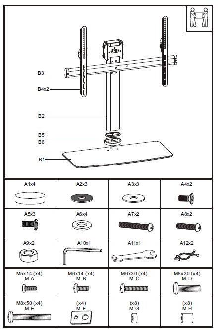 Mozi Tablestand B1 32-70" -television kääntyvä pöytäjalusta