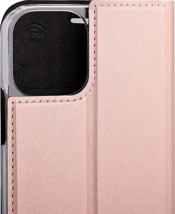 Wave BookCase suojakotelo, iPhone 12 Pro / iPhone 12, ruusukulta