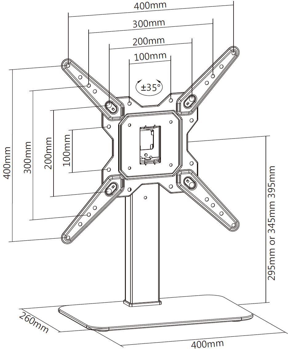 Mozi TS-2 Medium 23"-55" -television kääntyvä pöytäjalusta