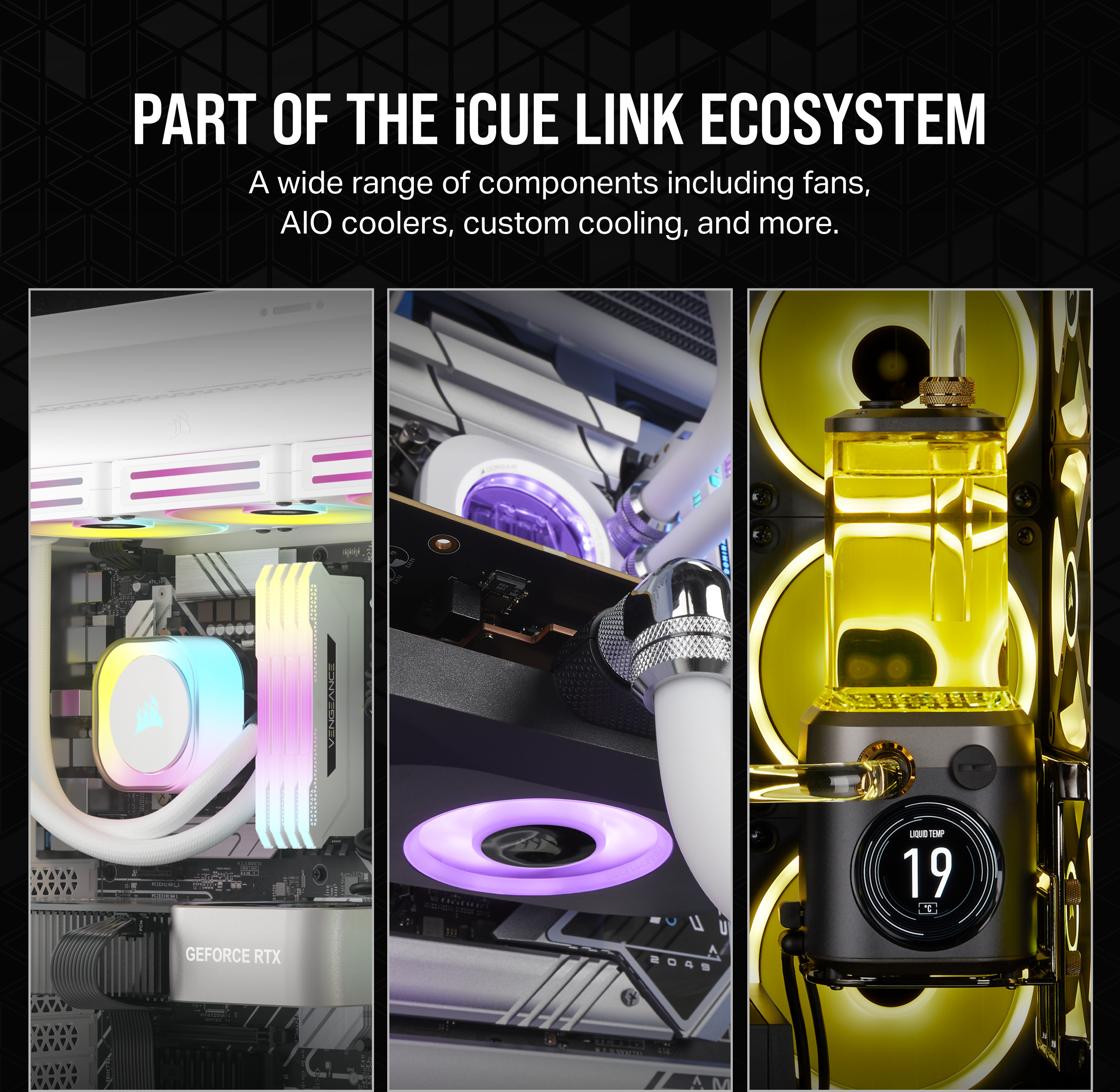 Corsair iCUE LINK QX120 RGB PWM -tuuletin, 120 mm, valkoinen, 3 kpl Starter Kit