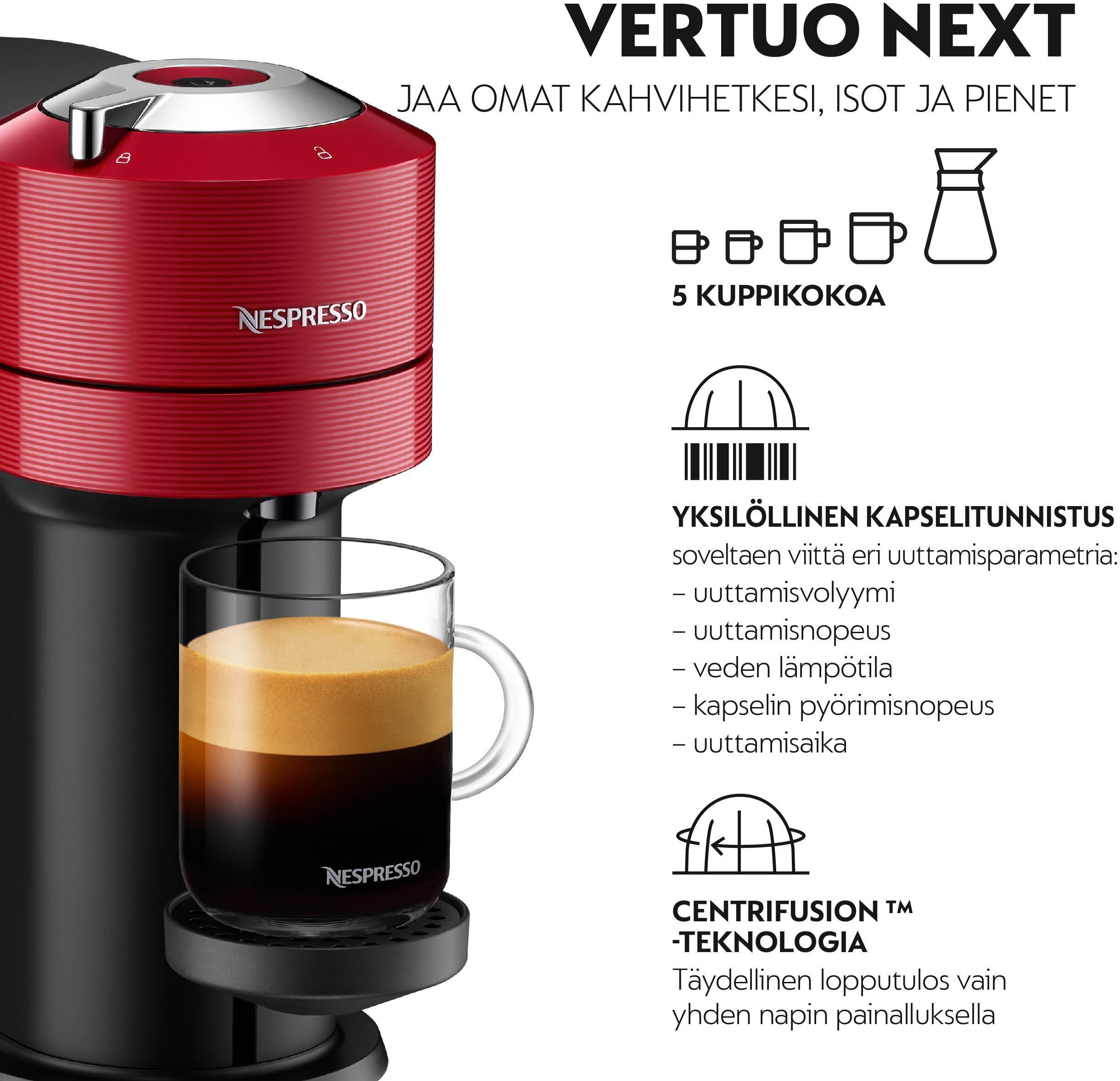 Nespresso Vertuo Next -kapselikeitin, musta/punainen